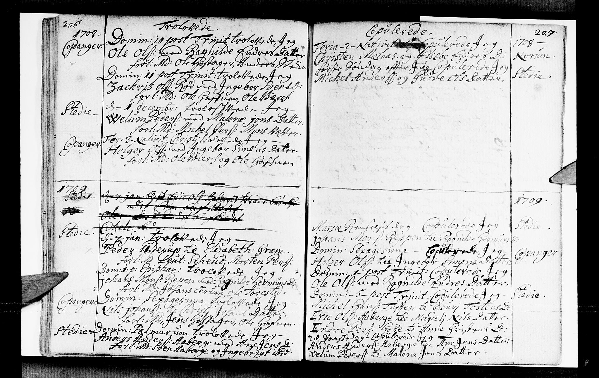 Sogndal sokneprestembete, AV/SAB-A-81301/H/Haa/Haaa/L0001: Parish register (official) no. A 1, 1689-1713, p. 206-207