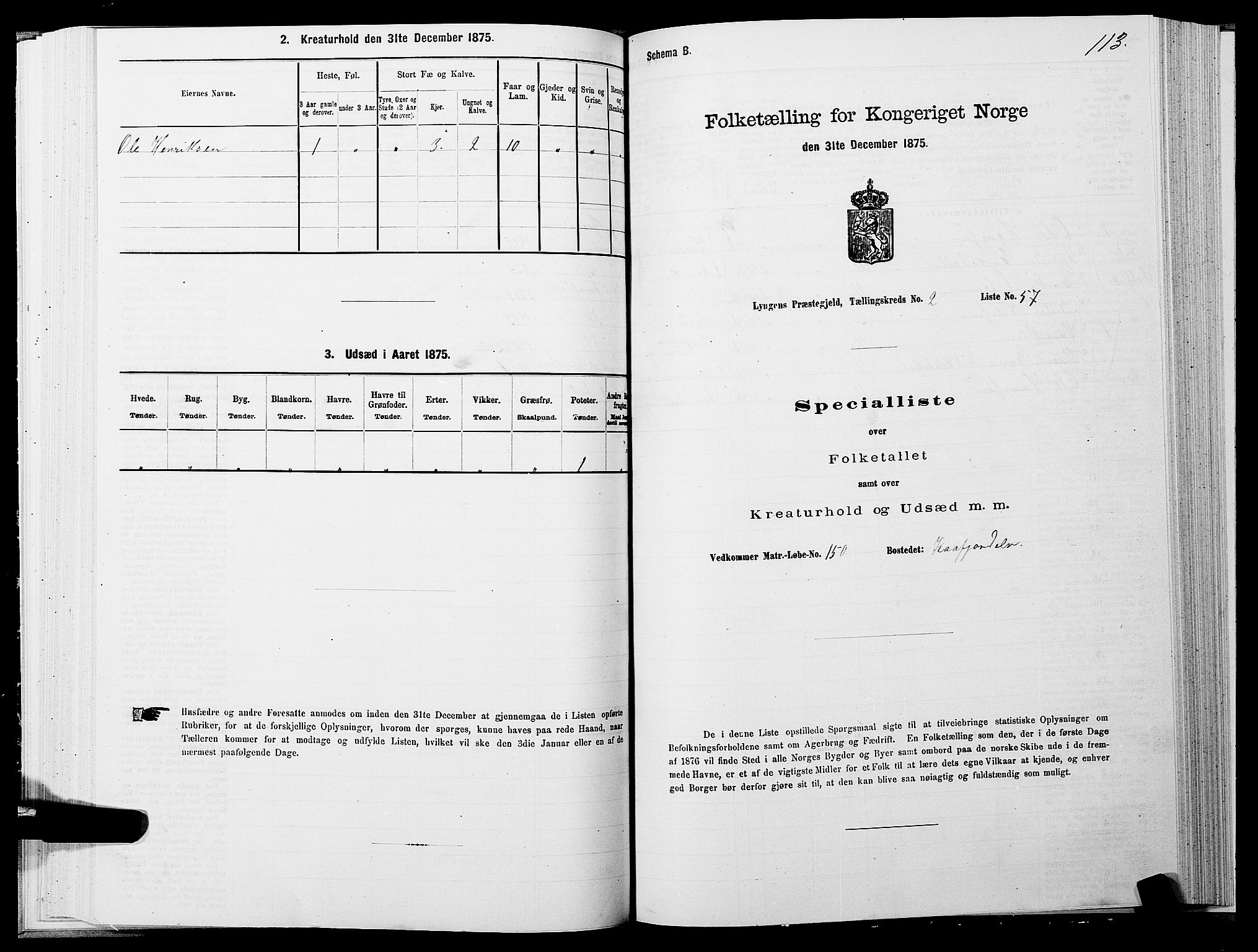 SATØ, 1875 census for 1938P Lyngen, 1875, p. 2113