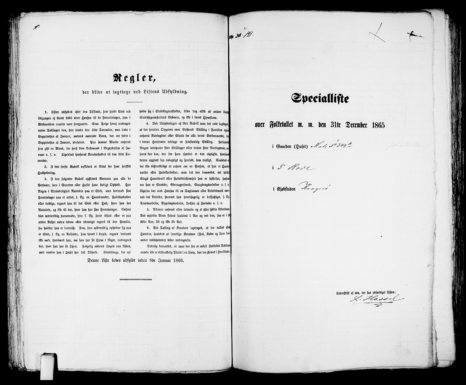 RA, 1865 census for Kragerø/Kragerø, 1865, p. 291