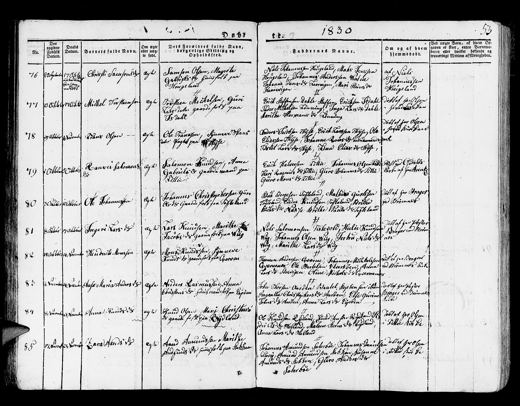 Stord sokneprestembete, AV/SAB-A-78201/H/Haa: Parish register (official) no. A 6, 1826-1840, p. 53