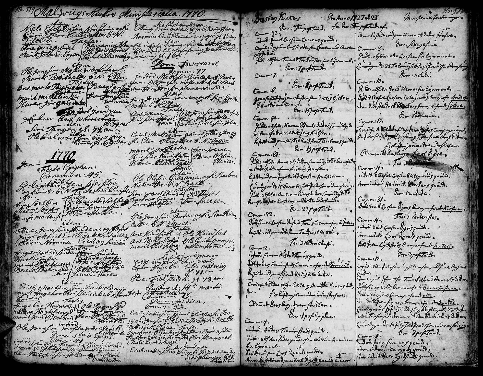 Ministerialprotokoller, klokkerbøker og fødselsregistre - Sør-Trøndelag, SAT/A-1456/606/L0278: Parish register (official) no. 606A01 /4, 1727-1780, p. 514-515