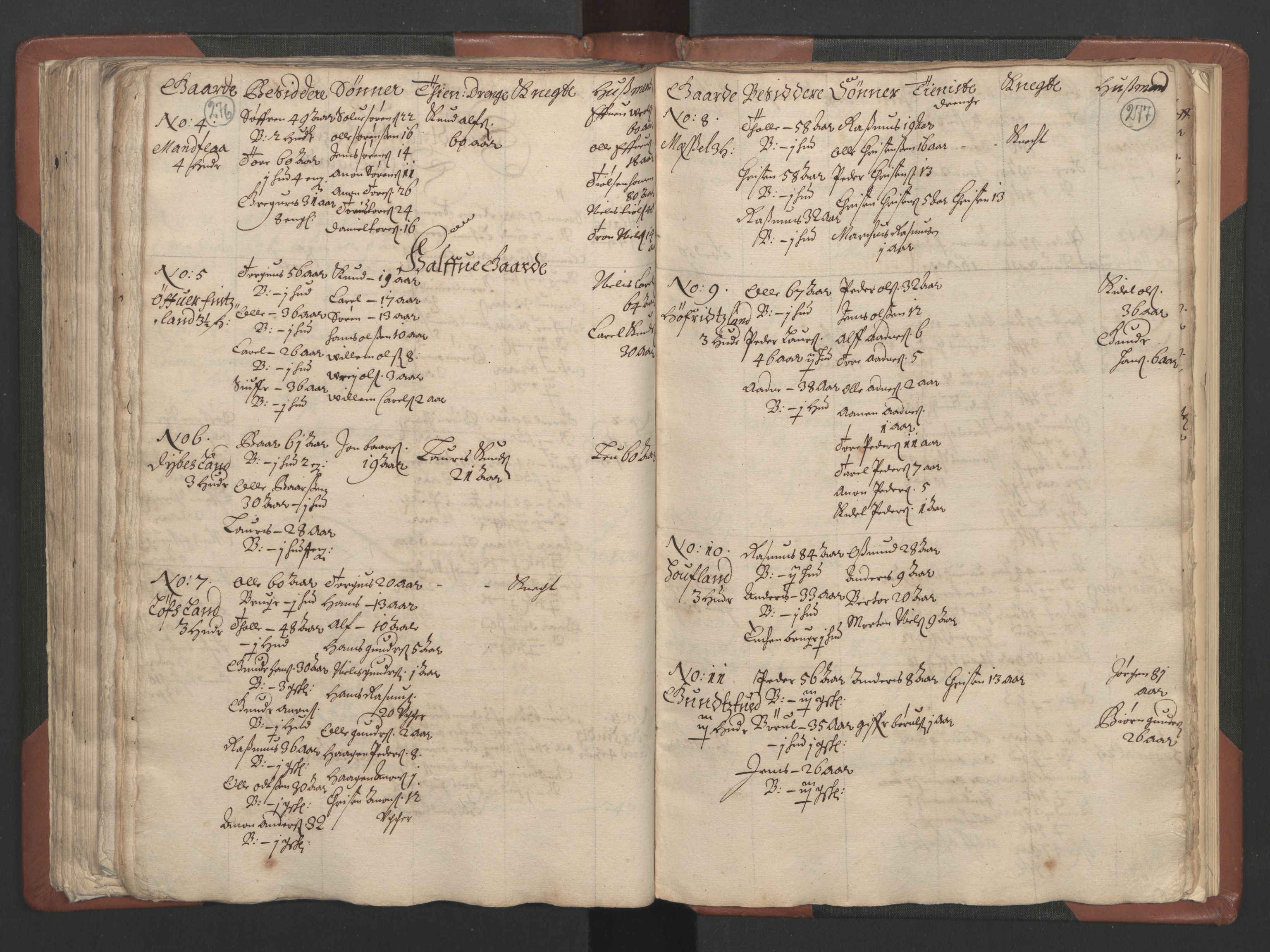RA, Bailiff's Census 1664-1666, no. 9: Mandal len, 1664-1666, p. 276-277