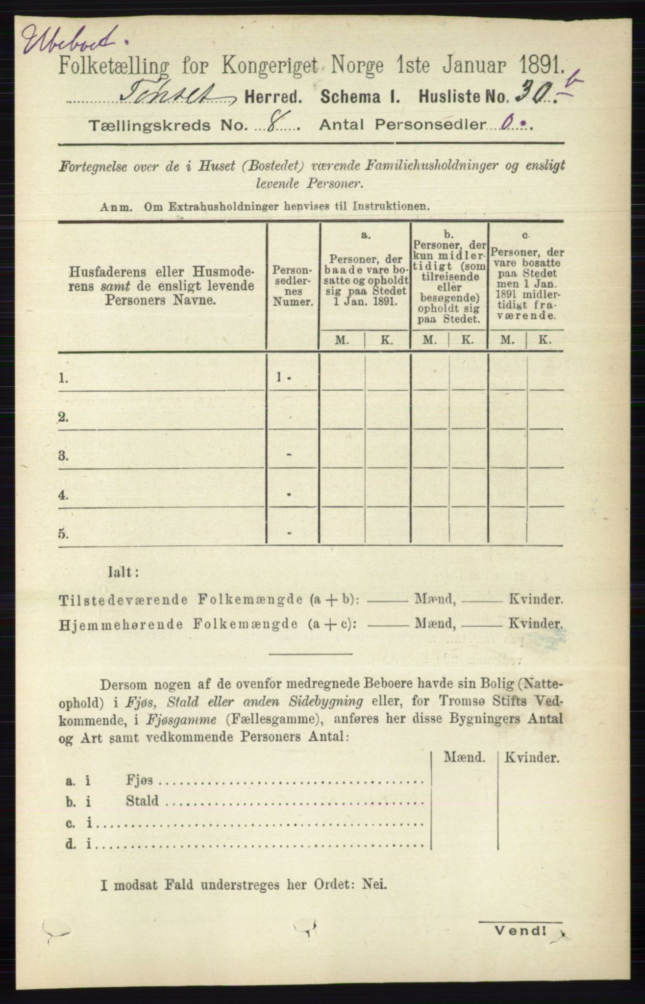 RA, 1891 census for 0437 Tynset, 1891, p. 2067