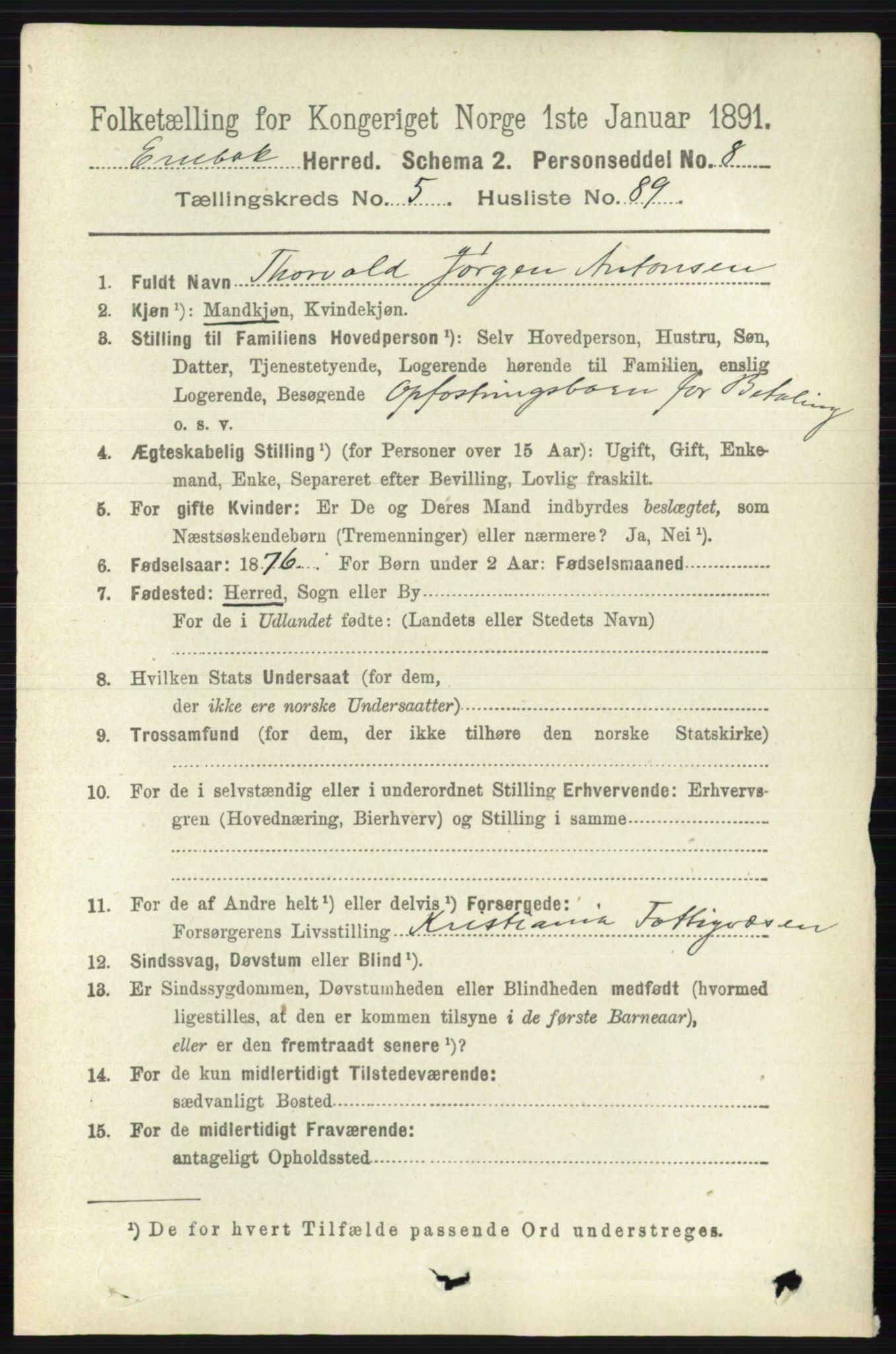 RA, 1891 census for 0229 Enebakk, 1891, p. 2534
