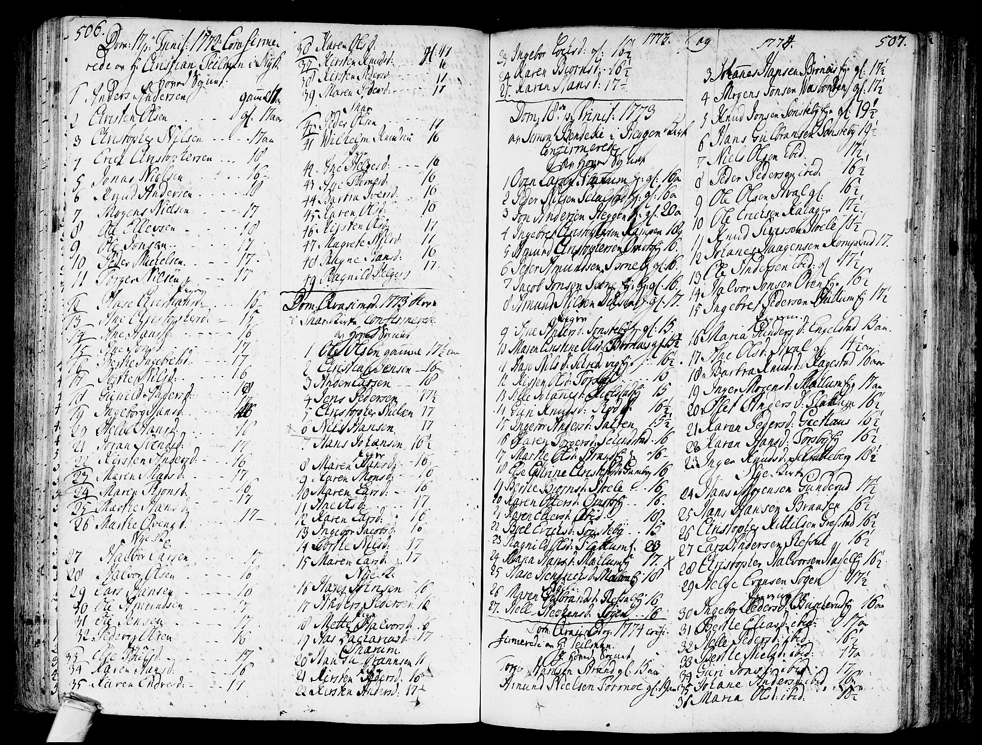 Modum kirkebøker, AV/SAKO-A-234/F/Fa/L0002: Parish register (official) no. 2, 1741-1782, p. 506-507