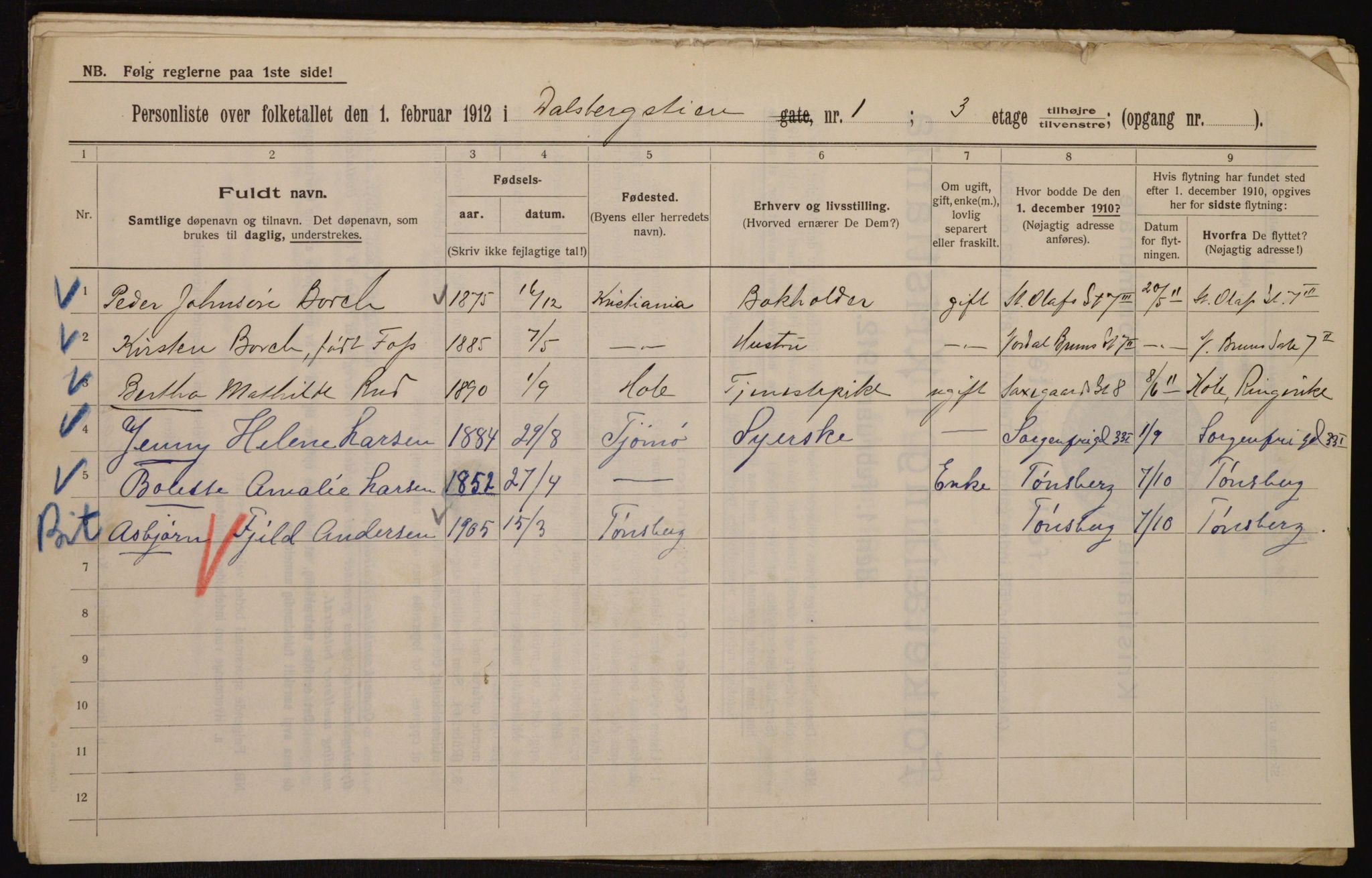 OBA, Municipal Census 1912 for Kristiania, 1912, p. 13907