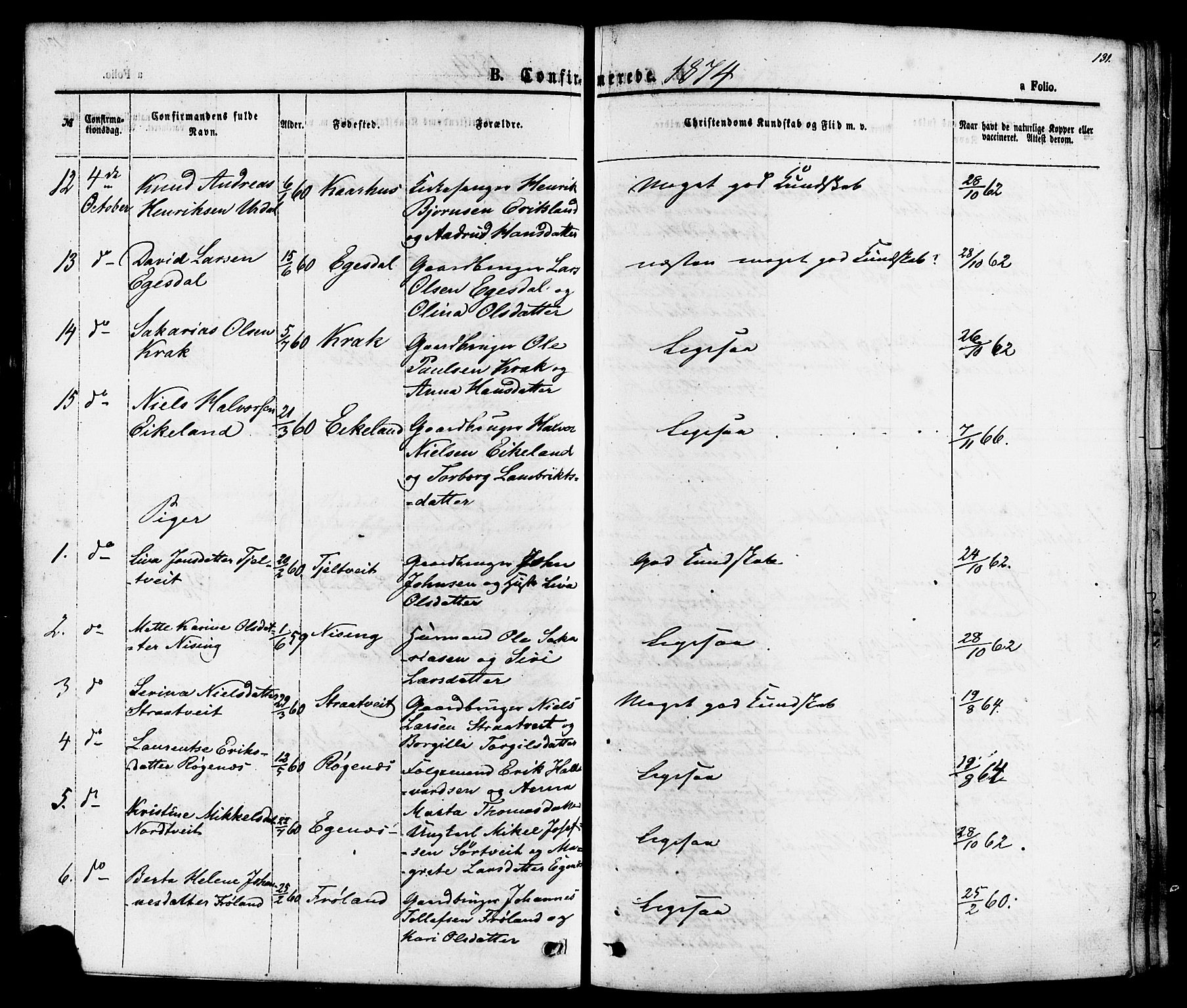 Skjold sokneprestkontor, AV/SAST-A-101847/H/Ha/Haa/L0007: Parish register (official) no. A 7, 1857-1882, p. 131