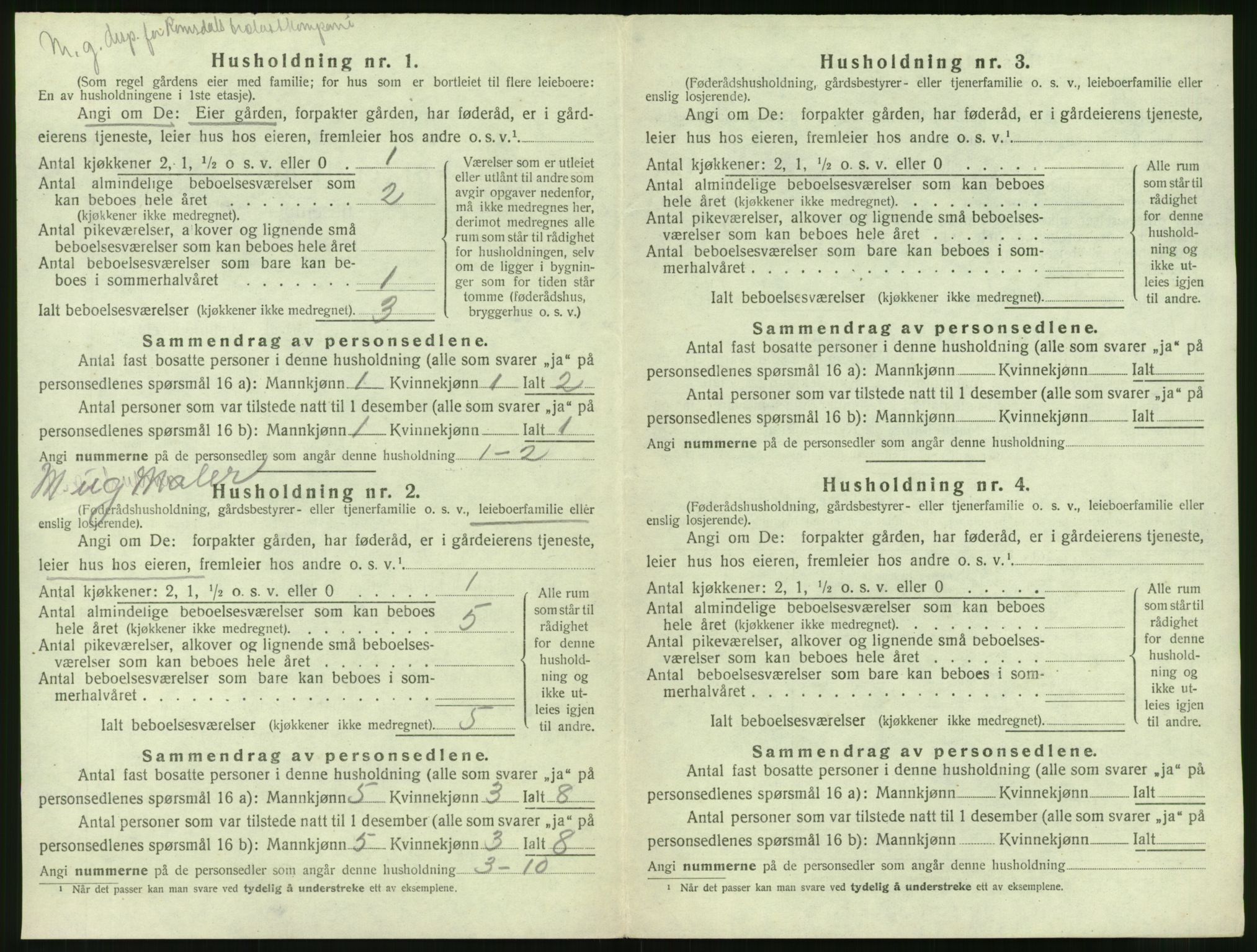 SAT, 1920 census for Grytten, 1920, p. 445