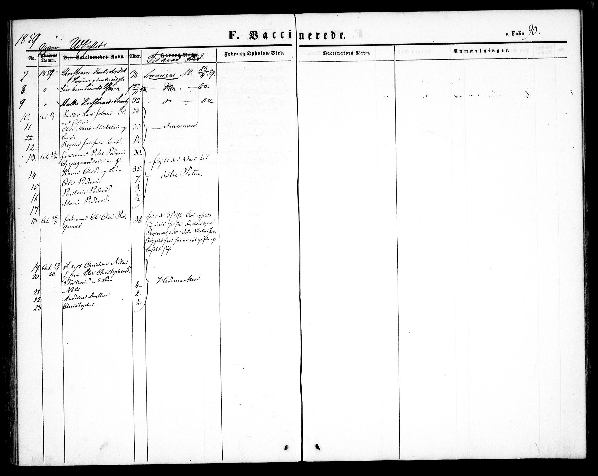 Hurdal prestekontor Kirkebøker, SAO/A-10889/F/Fb/L0001: Parish register (official) no. II 1, 1846-1859, p. 90