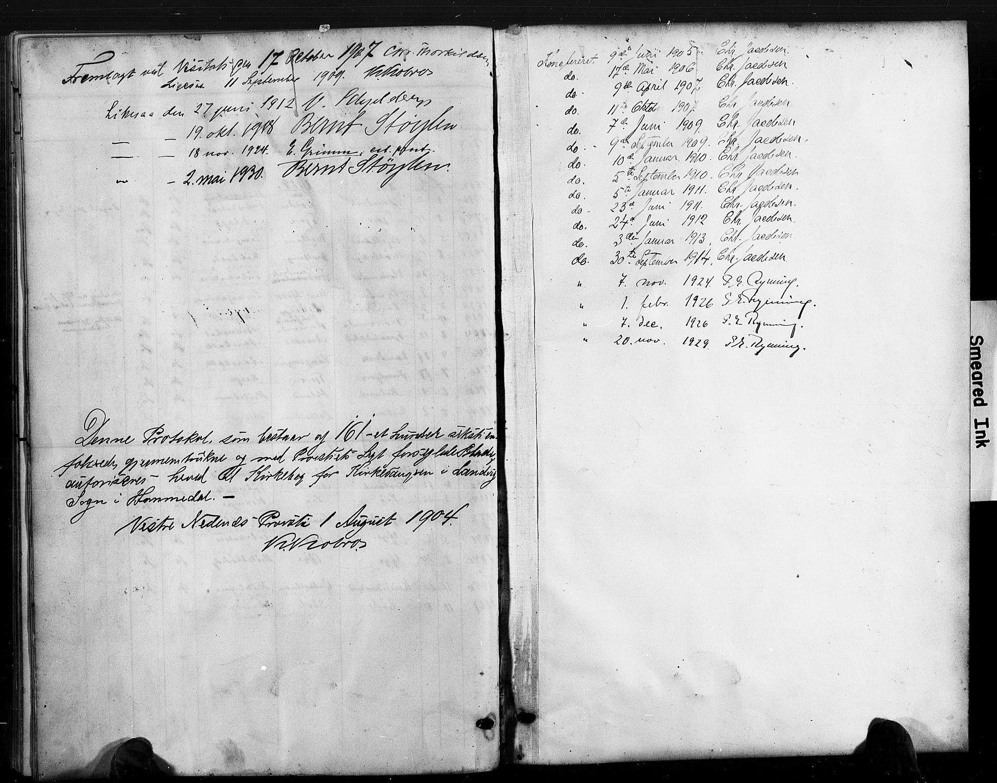 Hommedal sokneprestkontor, AV/SAK-1111-0023/F/Fb/Fbb/L0008: Parish register (copy) no. B 8, 1905-1929