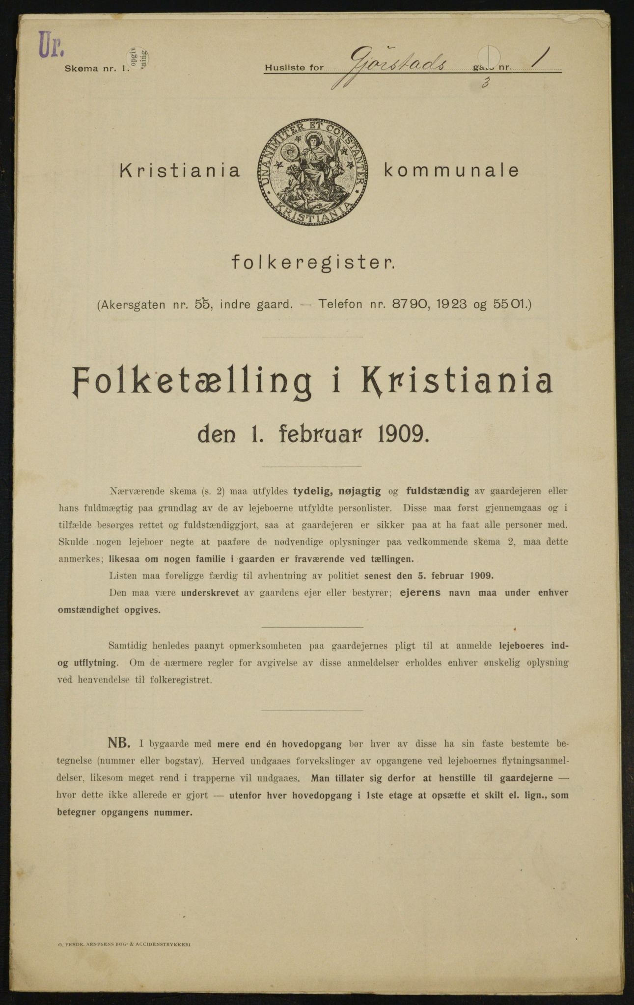 OBA, Municipal Census 1909 for Kristiania, 1909, p. 26568