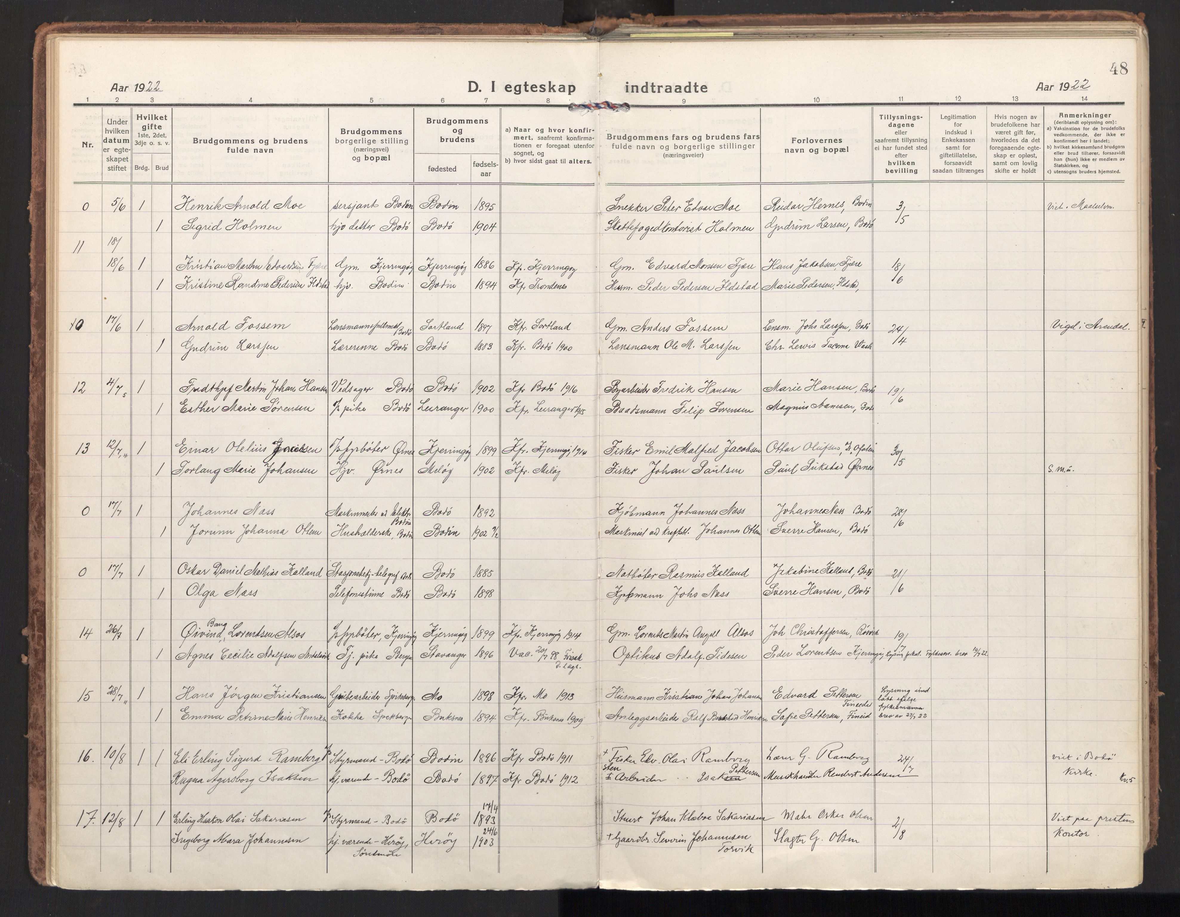Ministerialprotokoller, klokkerbøker og fødselsregistre - Nordland, SAT/A-1459/801/L0018: Parish register (official) no. 801A18, 1916-1930, p. 48
