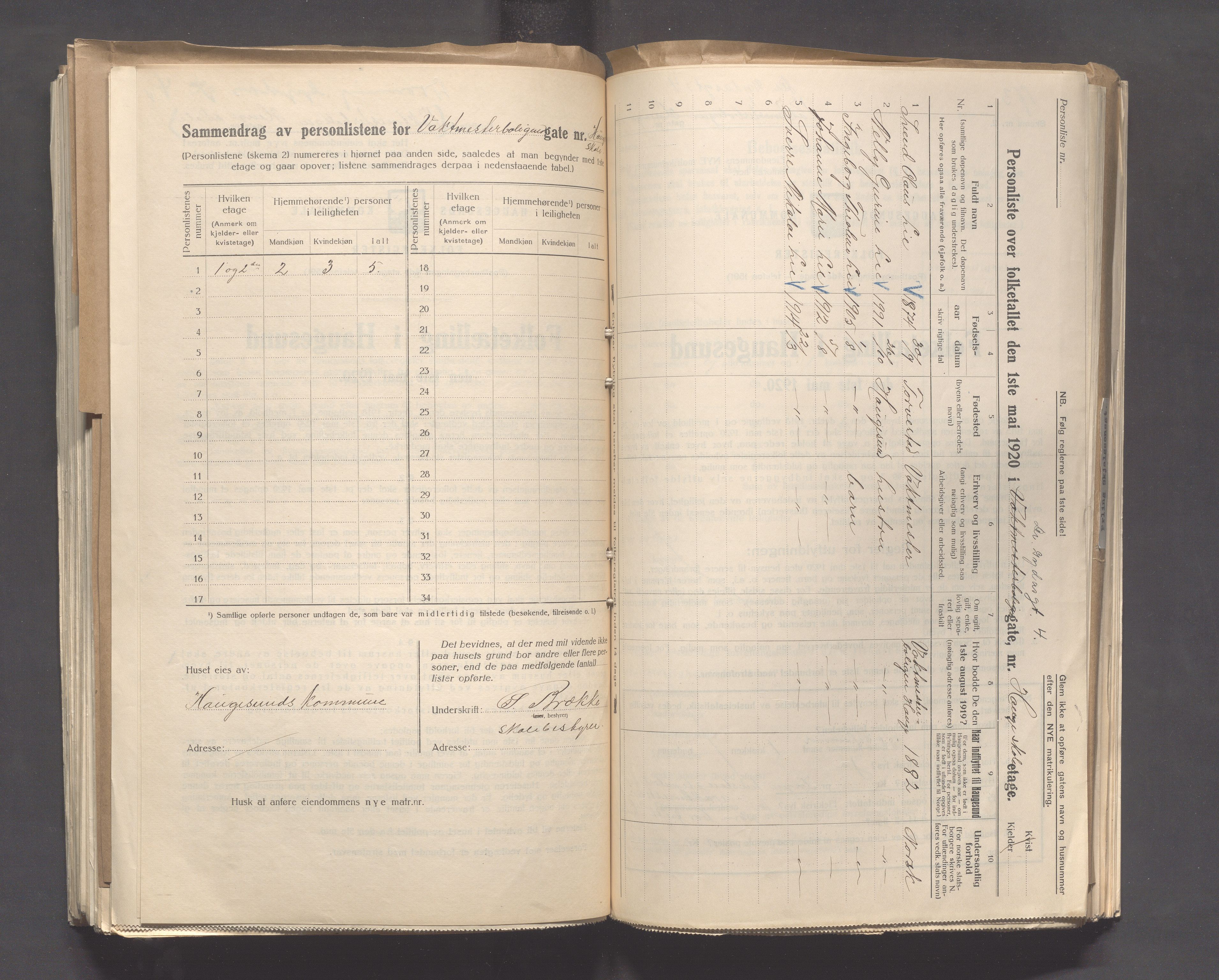 IKAR, Local census 1.5.1920 for Haugesund, 1920, p. 623