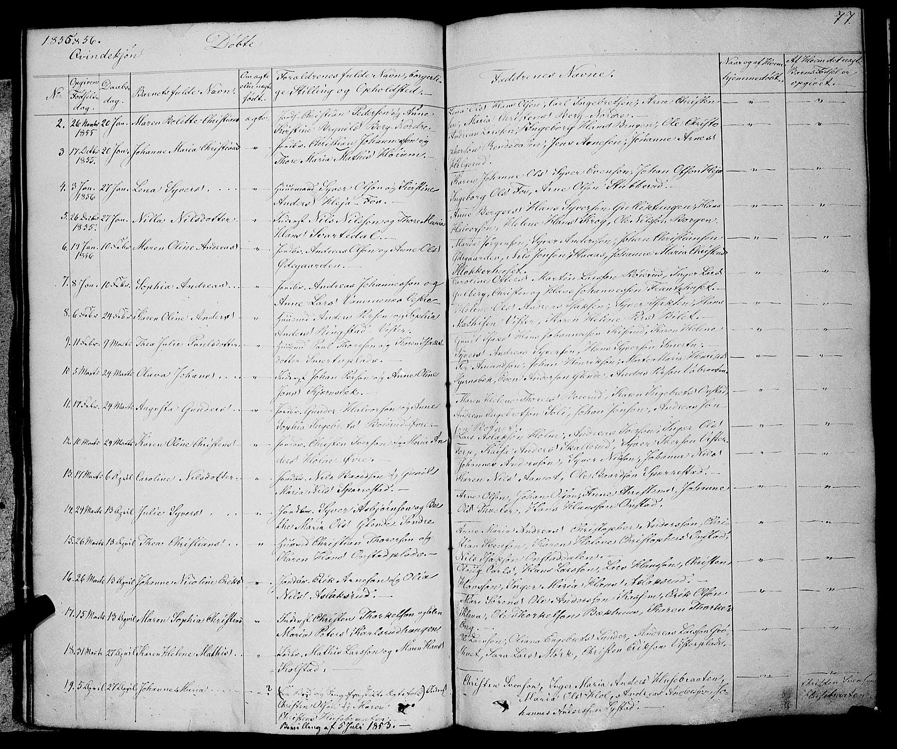 Skiptvet prestekontor Kirkebøker, AV/SAO-A-20009/F/Fa/L0006: Parish register (official) no. 6, 1839-1860, p. 77