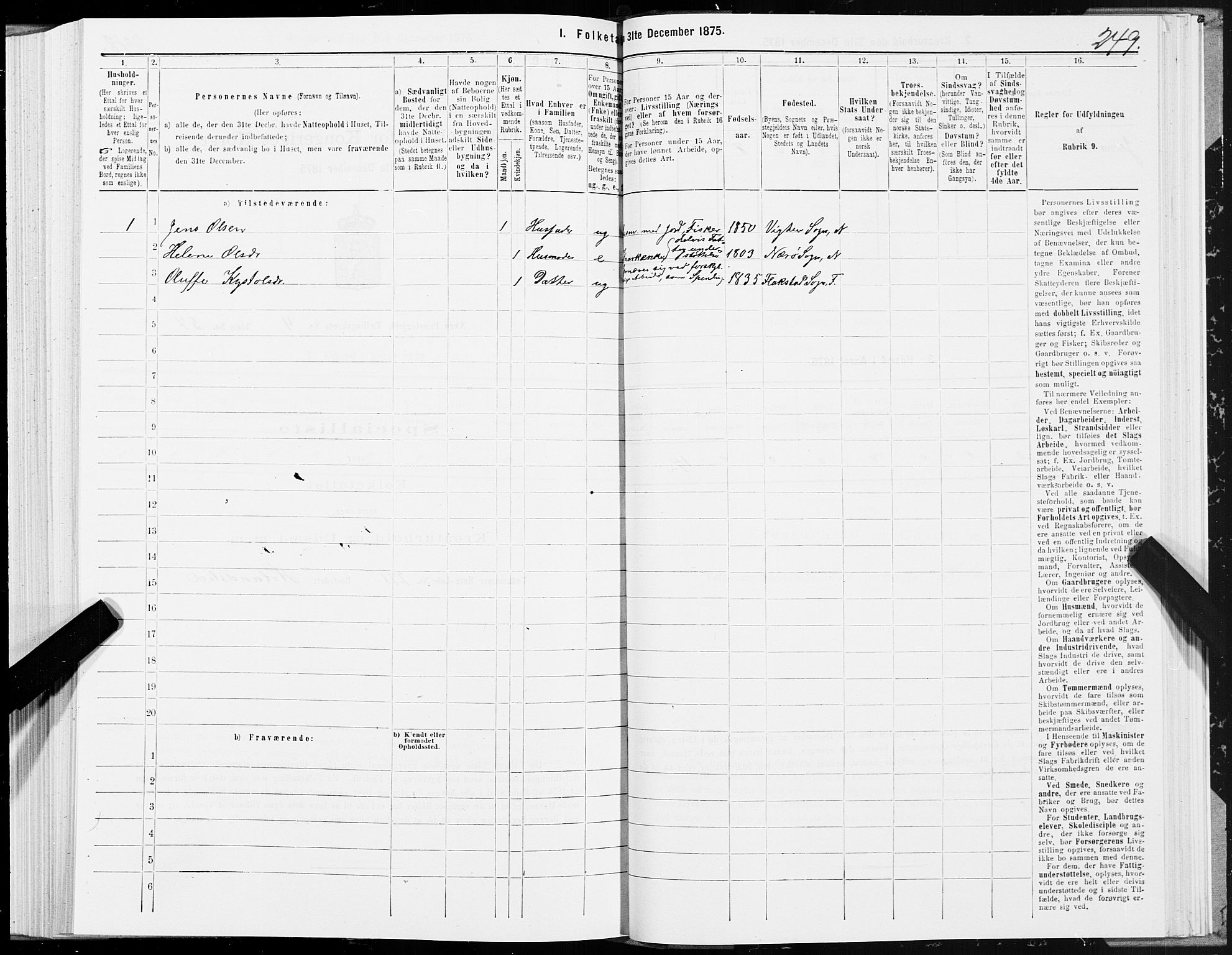 SAT, 1875 census for 1751P Nærøy, 1875, p. 2249