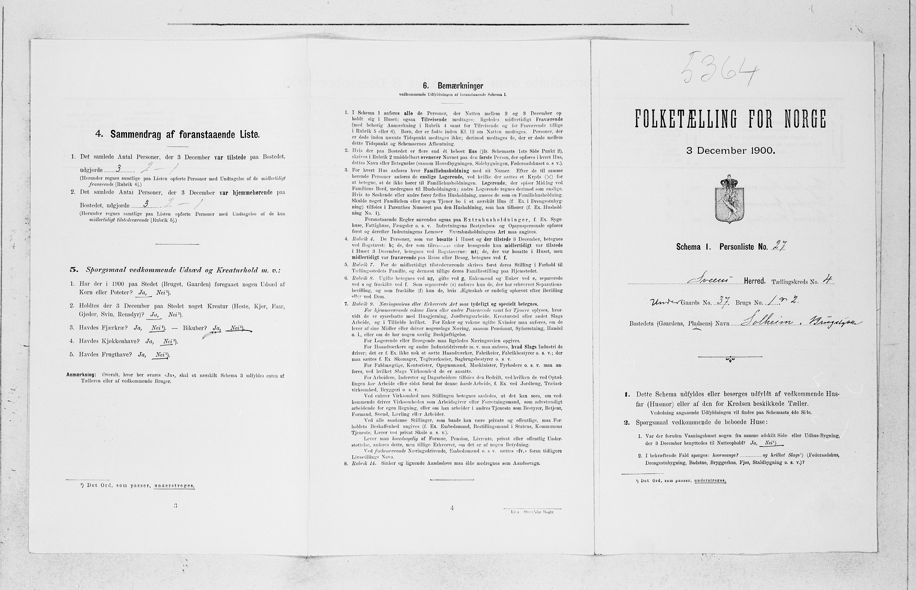 SAB, 1900 census for Sveio, 1900, p. 420