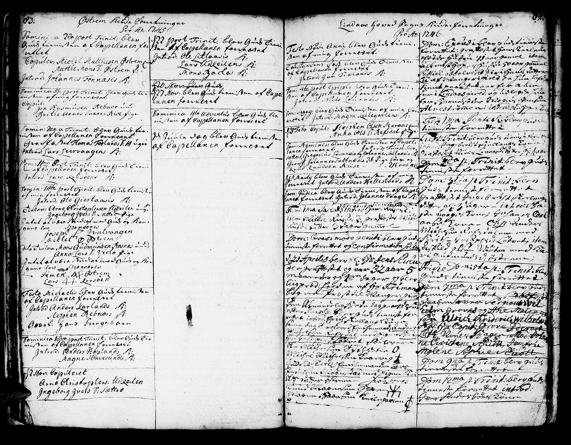 Lindås Sokneprestembete, SAB/A-76701/H/Haa: Parish register (official) no. A 2, 1740-1748, p. 83-84