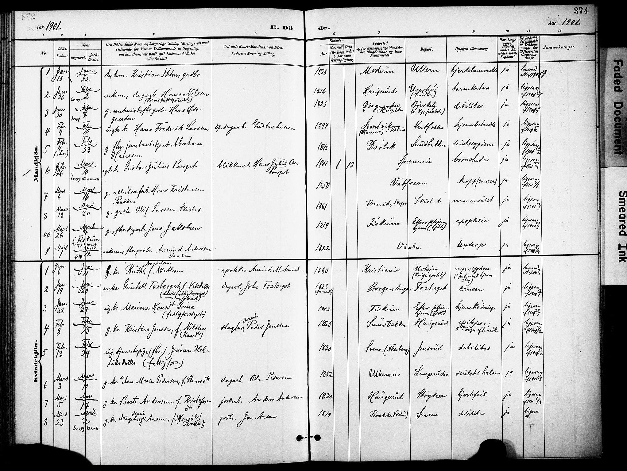 Eiker kirkebøker, AV/SAKO-A-4/F/Fb/L0003: Parish register (official) no. II 3, 1896-1942, p. 374