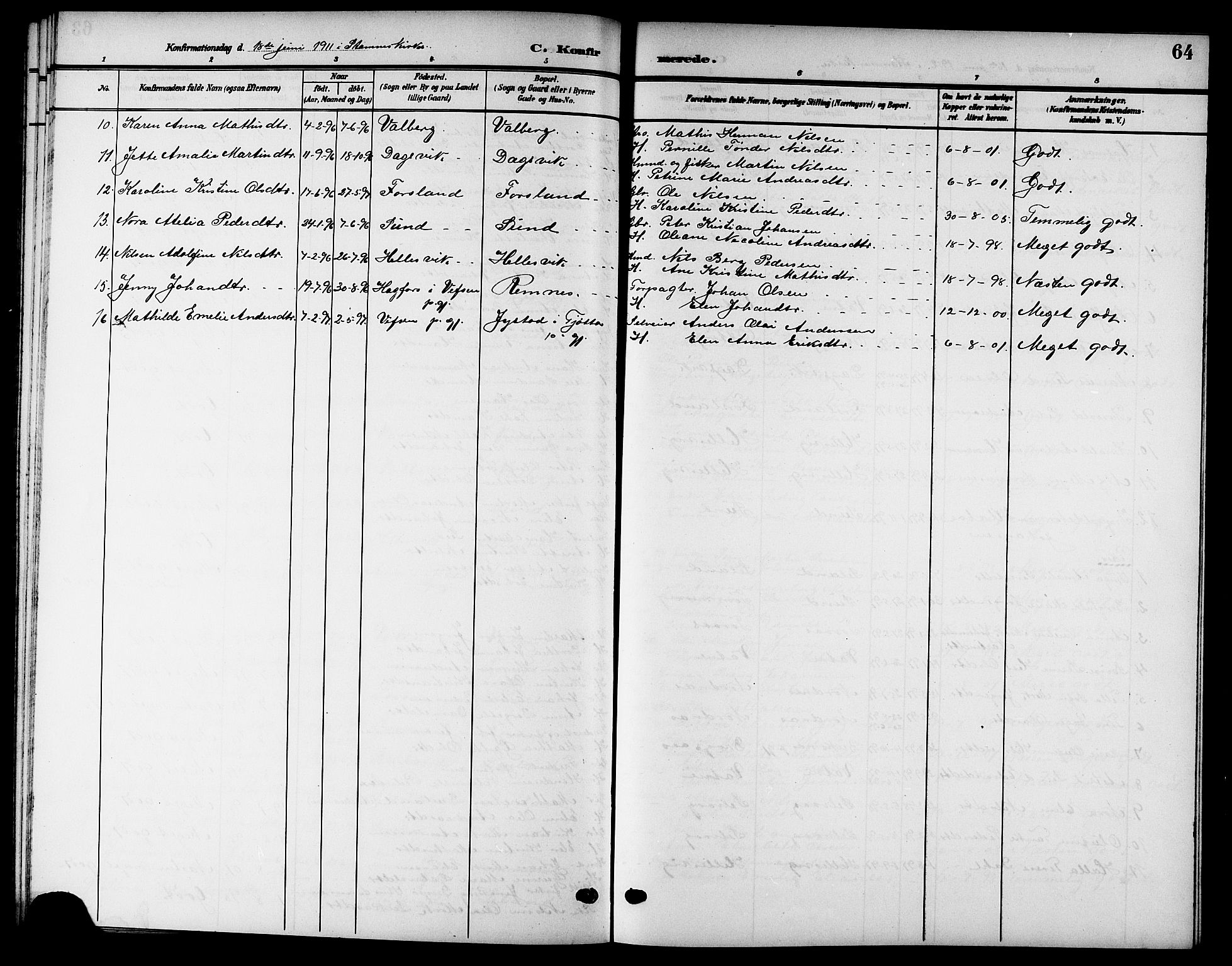 Ministerialprotokoller, klokkerbøker og fødselsregistre - Nordland, AV/SAT-A-1459/832/L0494: Parish register (copy) no. 832C01, 1906-1922, p. 64