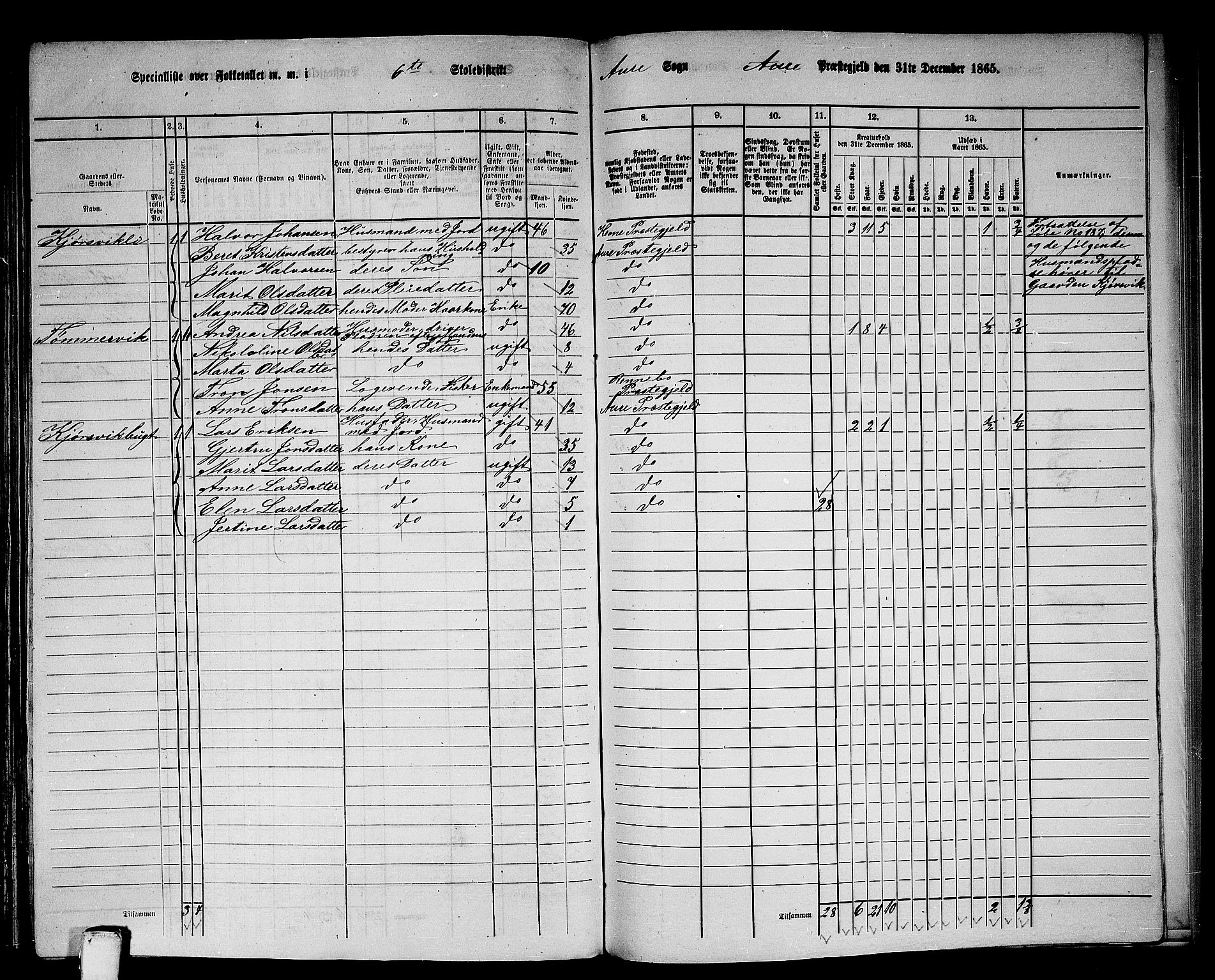 RA, 1865 census for Aure, 1865, p. 149