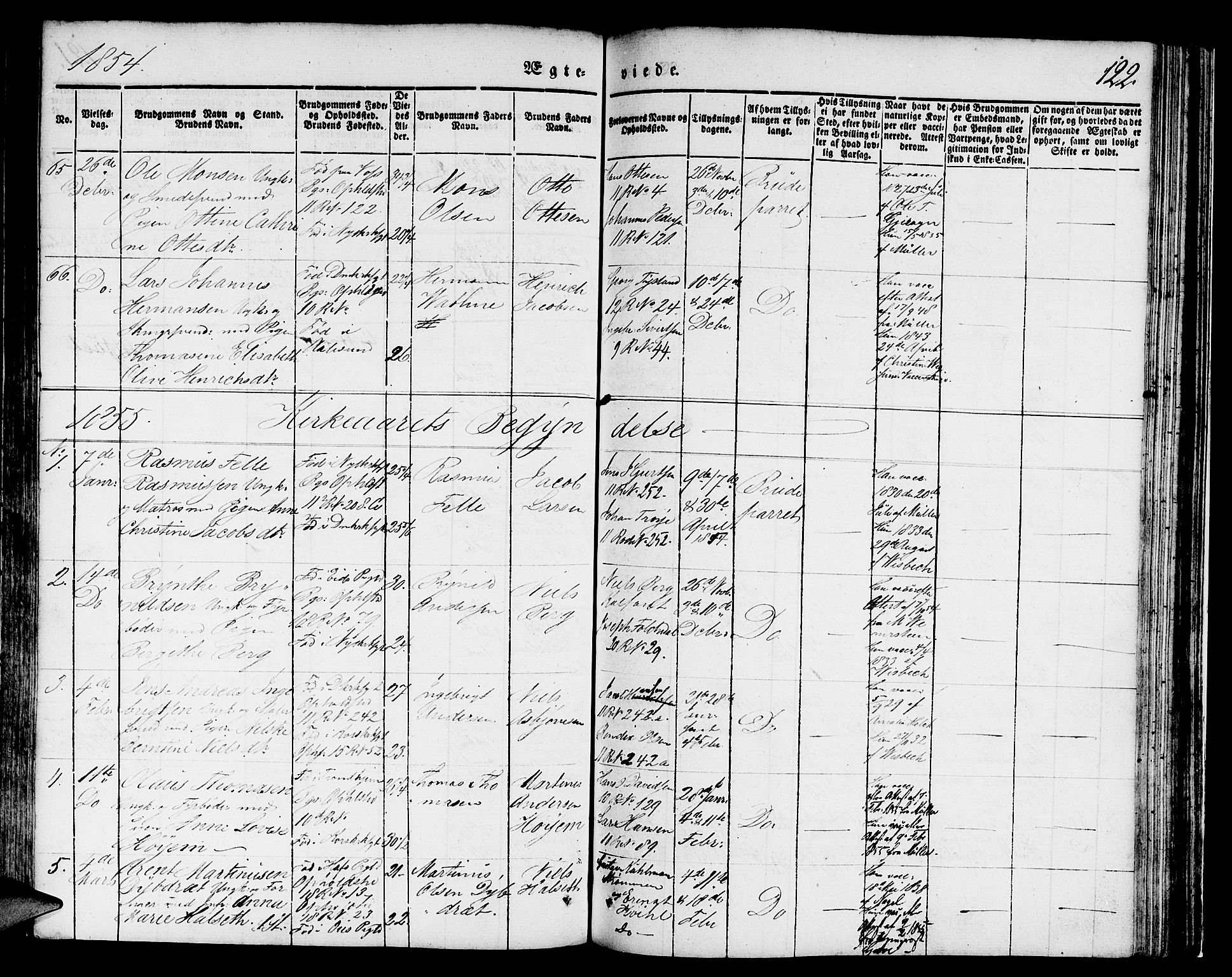 Domkirken sokneprestembete, SAB/A-74801/H/Hab/L0029: Parish register (copy) no. D 1, 1839-1857, p. 122