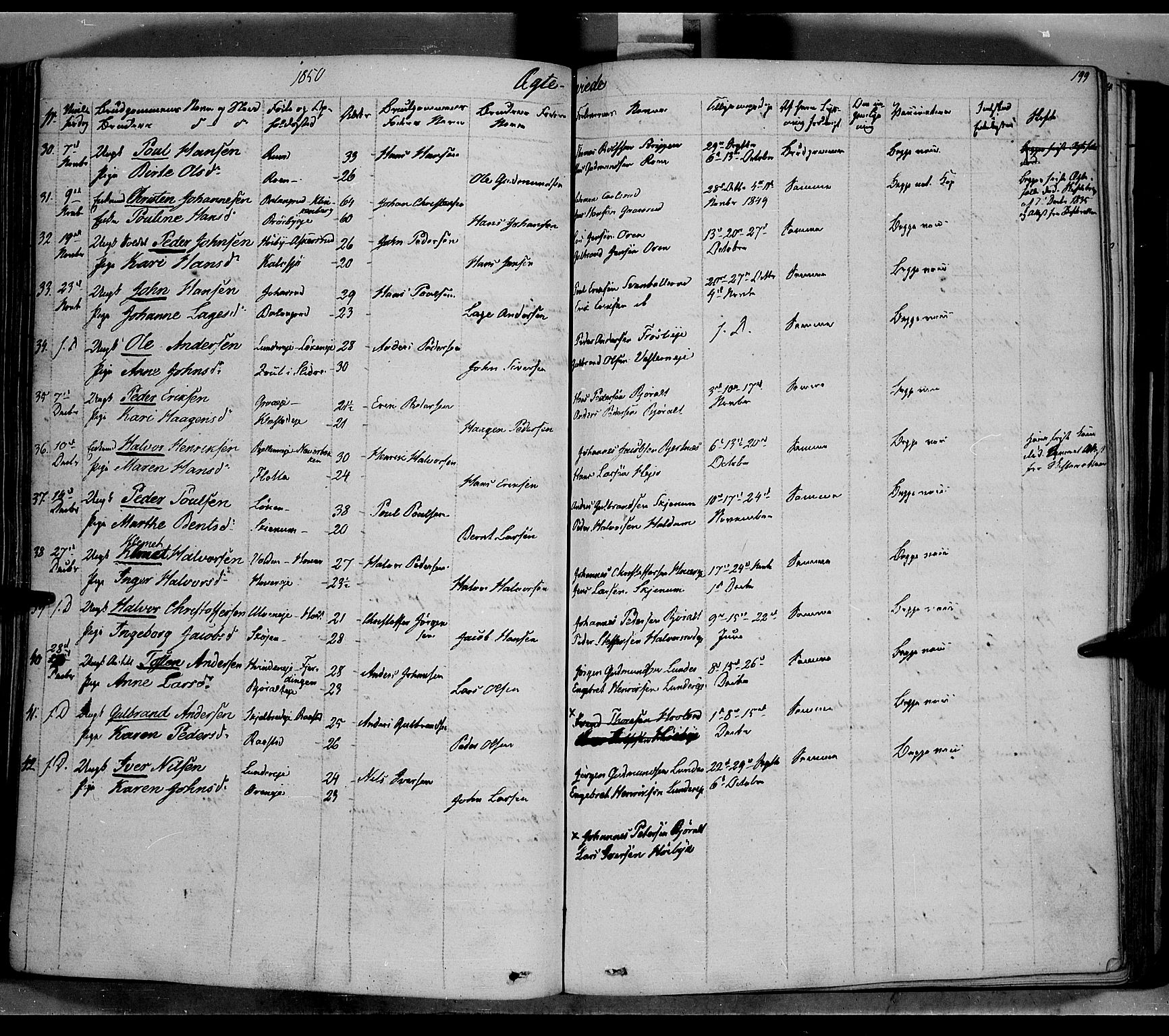 Jevnaker prestekontor, SAH/PREST-116/H/Ha/Haa/L0006: Parish register (official) no. 6, 1837-1857, p. 199