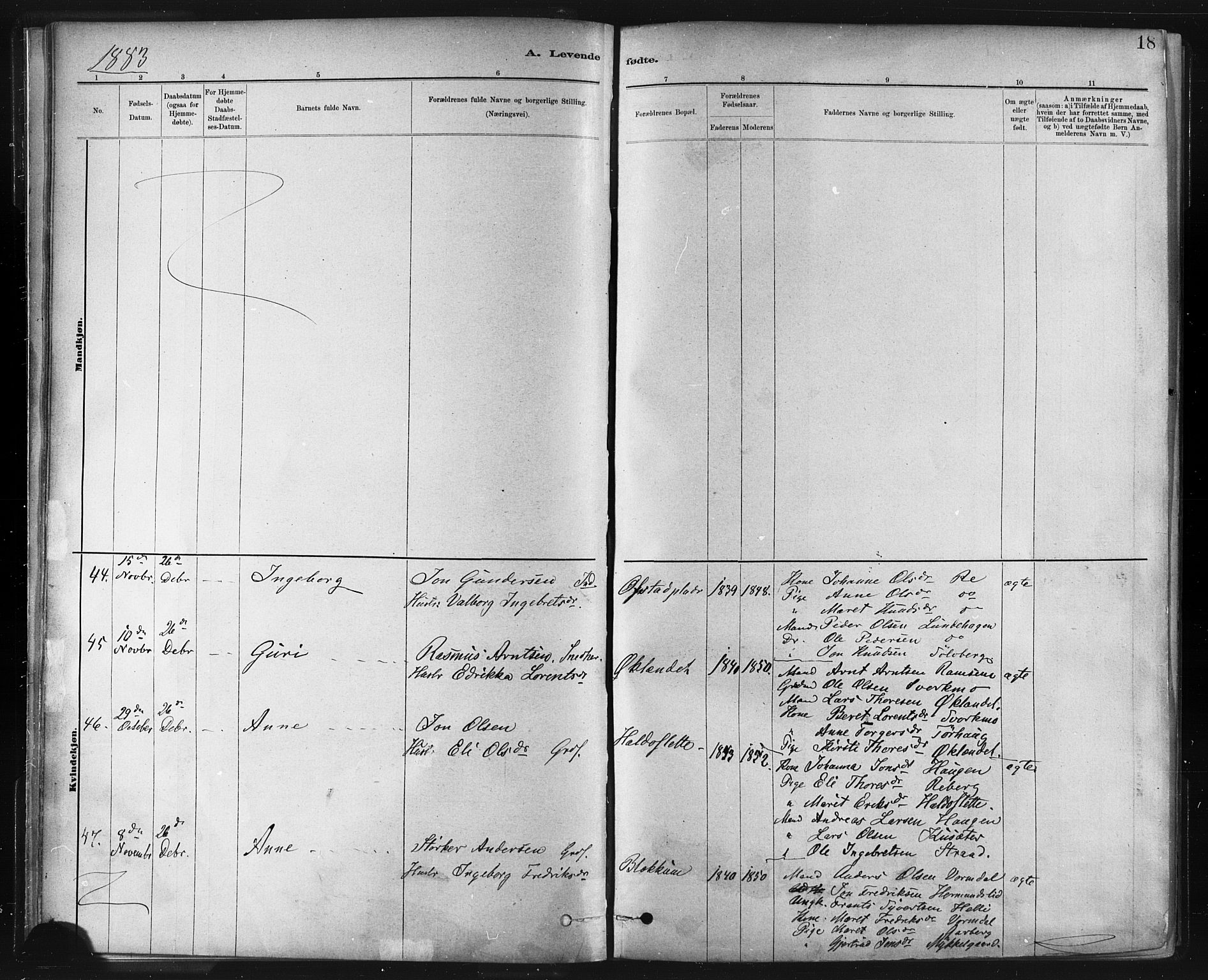 Ministerialprotokoller, klokkerbøker og fødselsregistre - Sør-Trøndelag, SAT/A-1456/672/L0857: Parish register (official) no. 672A09, 1882-1893, p. 18