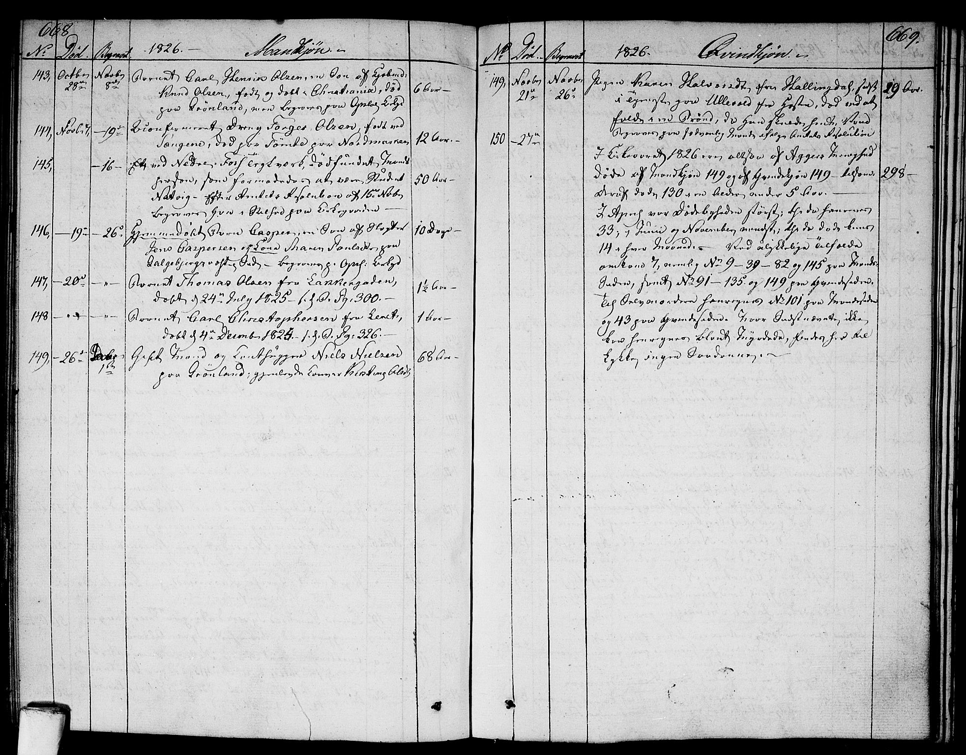 Aker prestekontor kirkebøker, AV/SAO-A-10861/F/L0012: Parish register (official) no. 12, 1819-1828, p. 668-669