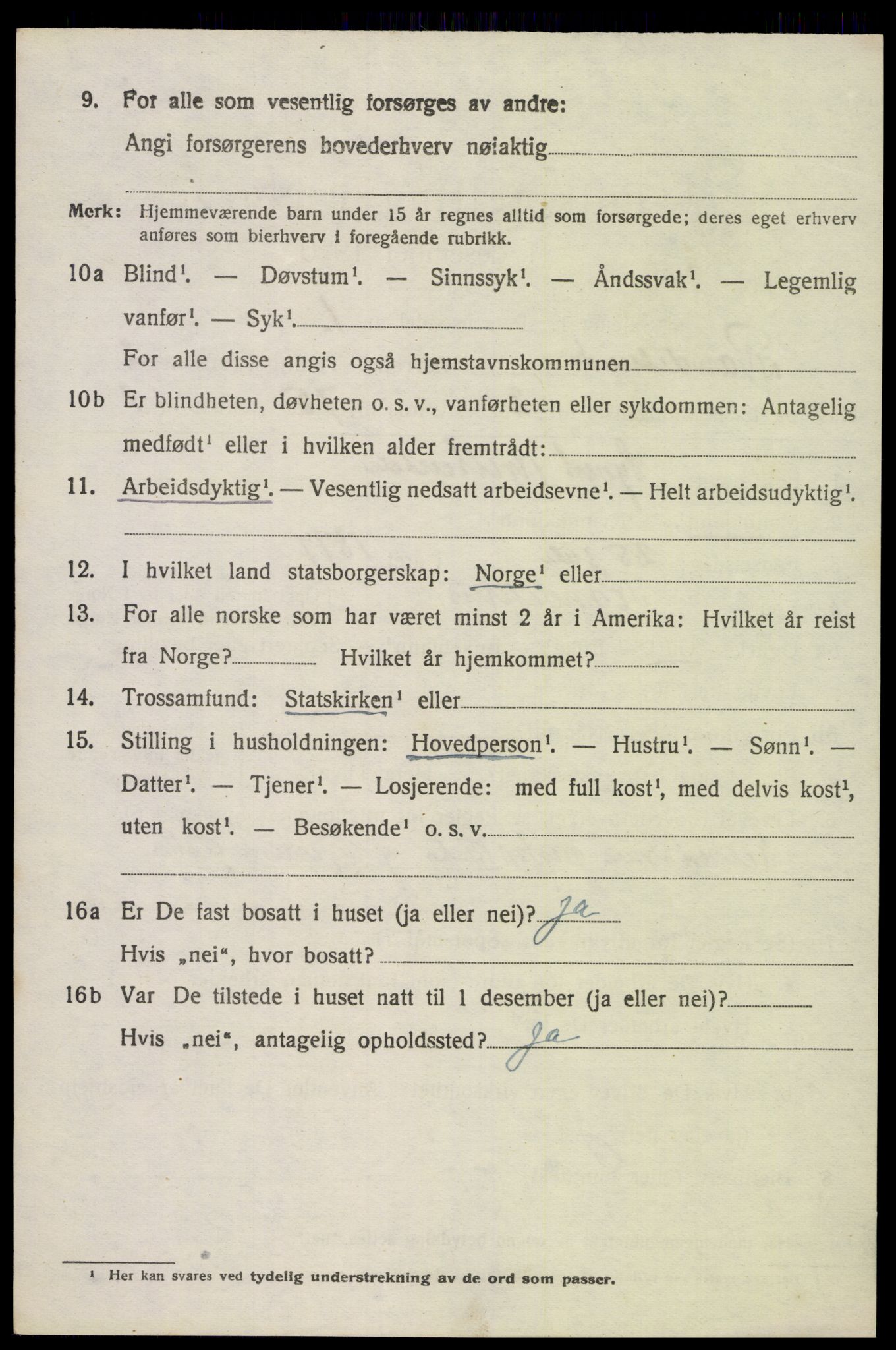 SAK, 1920 census for Randesund, 1920, p. 1095