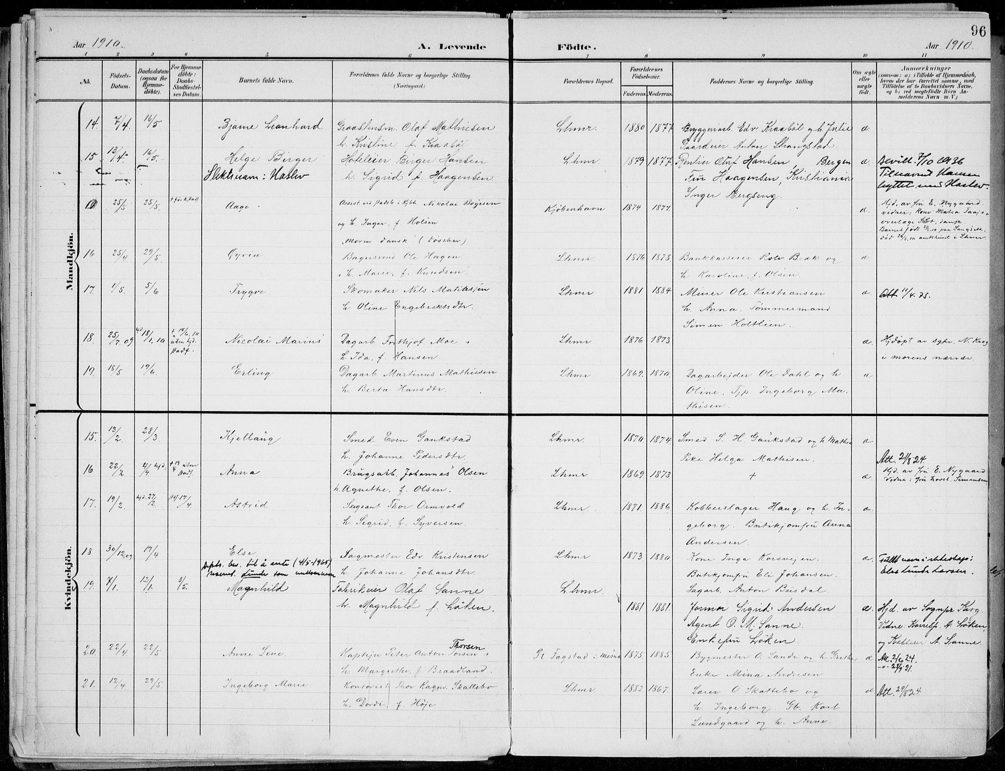 Lillehammer prestekontor, SAH/PREST-088/H/Ha/Haa/L0001: Parish register (official) no. 1, 1901-1916, p. 96