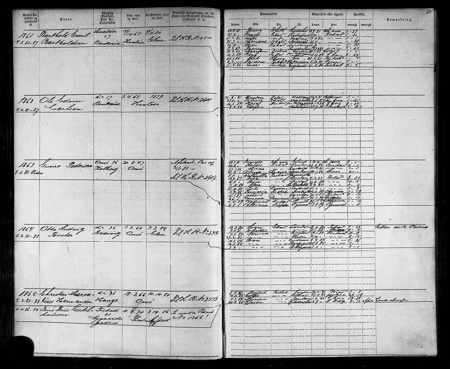 Fredrikstad mønstringskontor, AV/SAO-A-10569b/F/Fc/Fca/L0004: Annotasjonsrulle, 1885-1893, p. 86