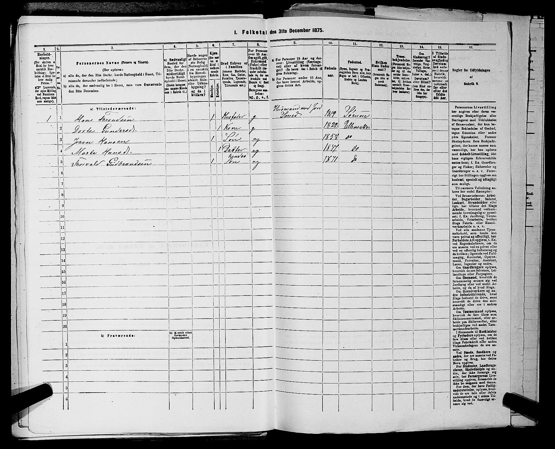 RA, 1875 census for 0235P Ullensaker, 1875, p. 921