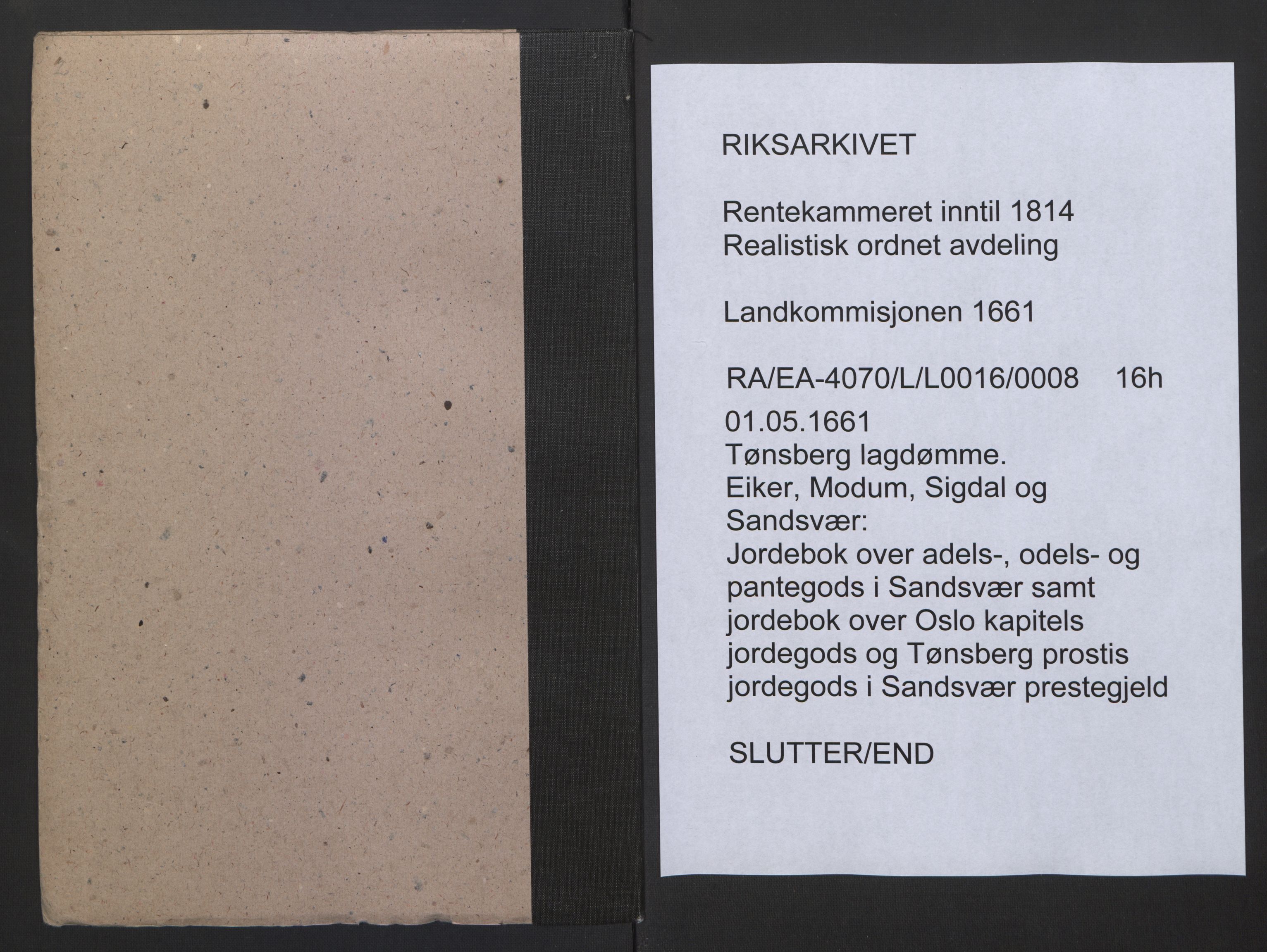 Rentekammeret inntil 1814, Realistisk ordnet avdeling, AV/RA-EA-4070/L/L0016/0008: Tønsberg lagdømme. Eiker, Modum, Sigdal og Sandsvær: / Jordebok over adels-, odels- og pantegods i Sandsvær samt jordebok over Oslo kapitels jordegods og Tønsberg prostis jordegods i Sandsvær prestegjeld, 1661