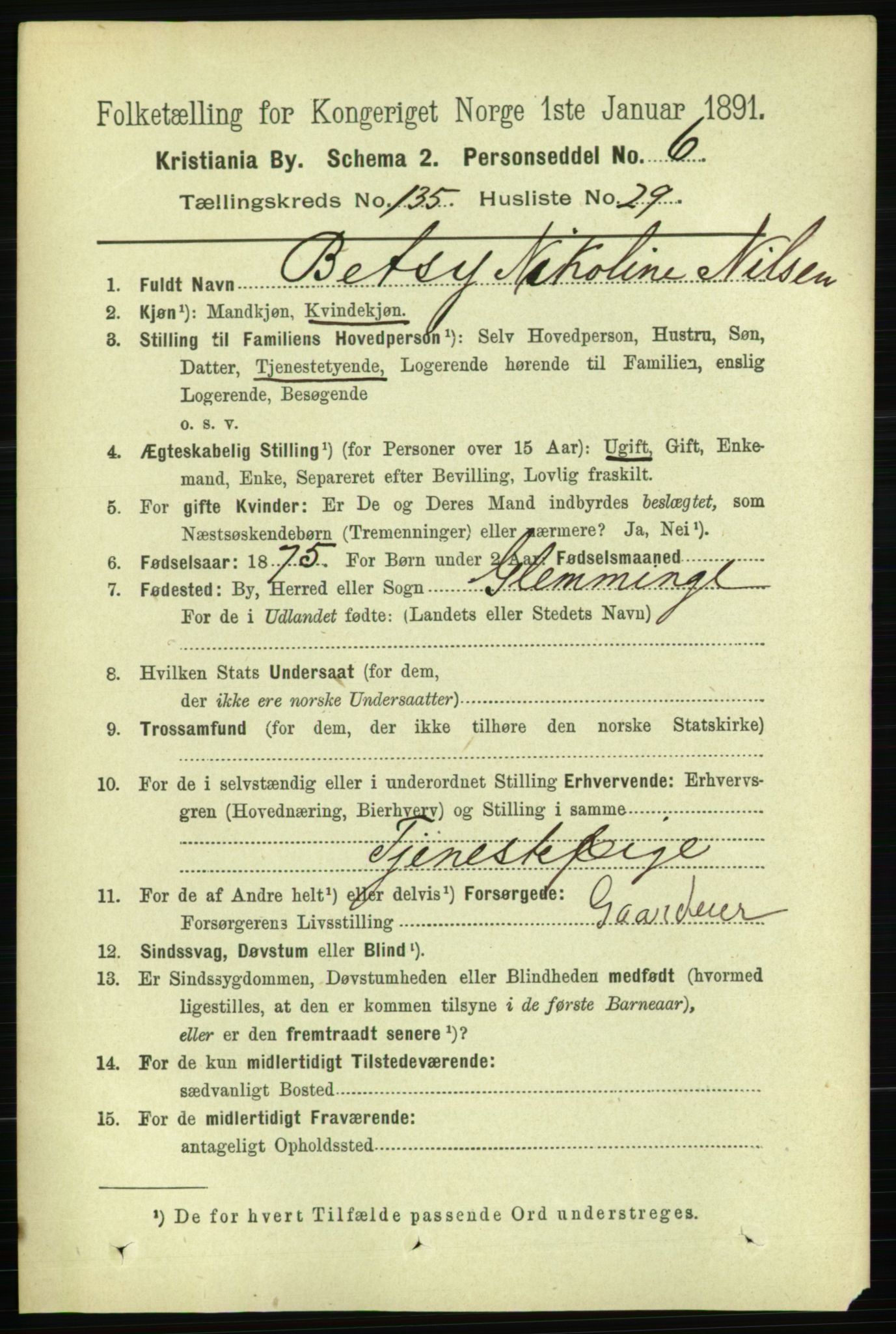 RA, 1891 census for 0301 Kristiania, 1891, p. 74907