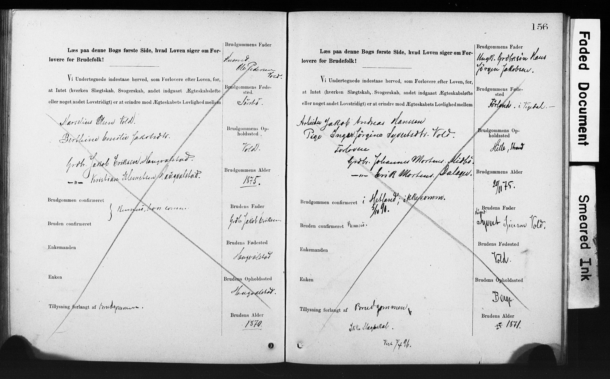 Rennesøy sokneprestkontor, SAST/A -101827/I/Ie/L0001: Banns register no. 1, 1873-1898, p. 156