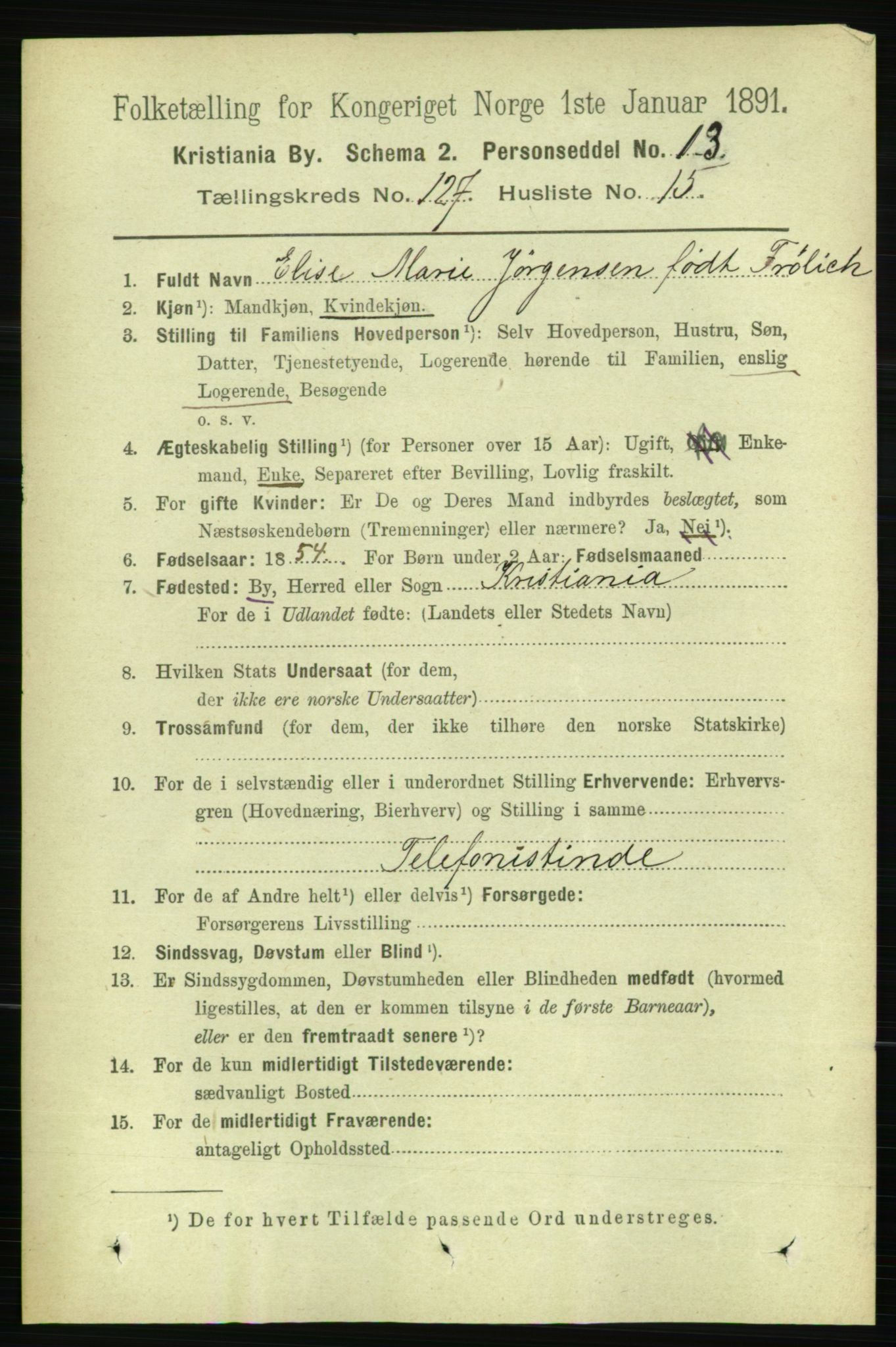 RA, 1891 census for 0301 Kristiania, 1891, p. 68327