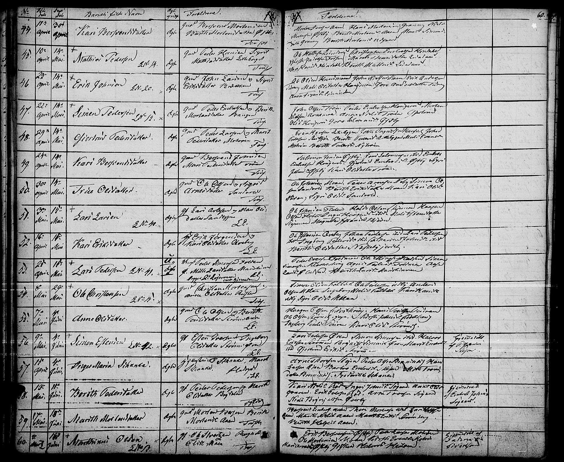 Tynset prestekontor, SAH/PREST-058/H/Ha/Haa/L0019: Parish register (official) no. 19, 1829-1847, p. 60