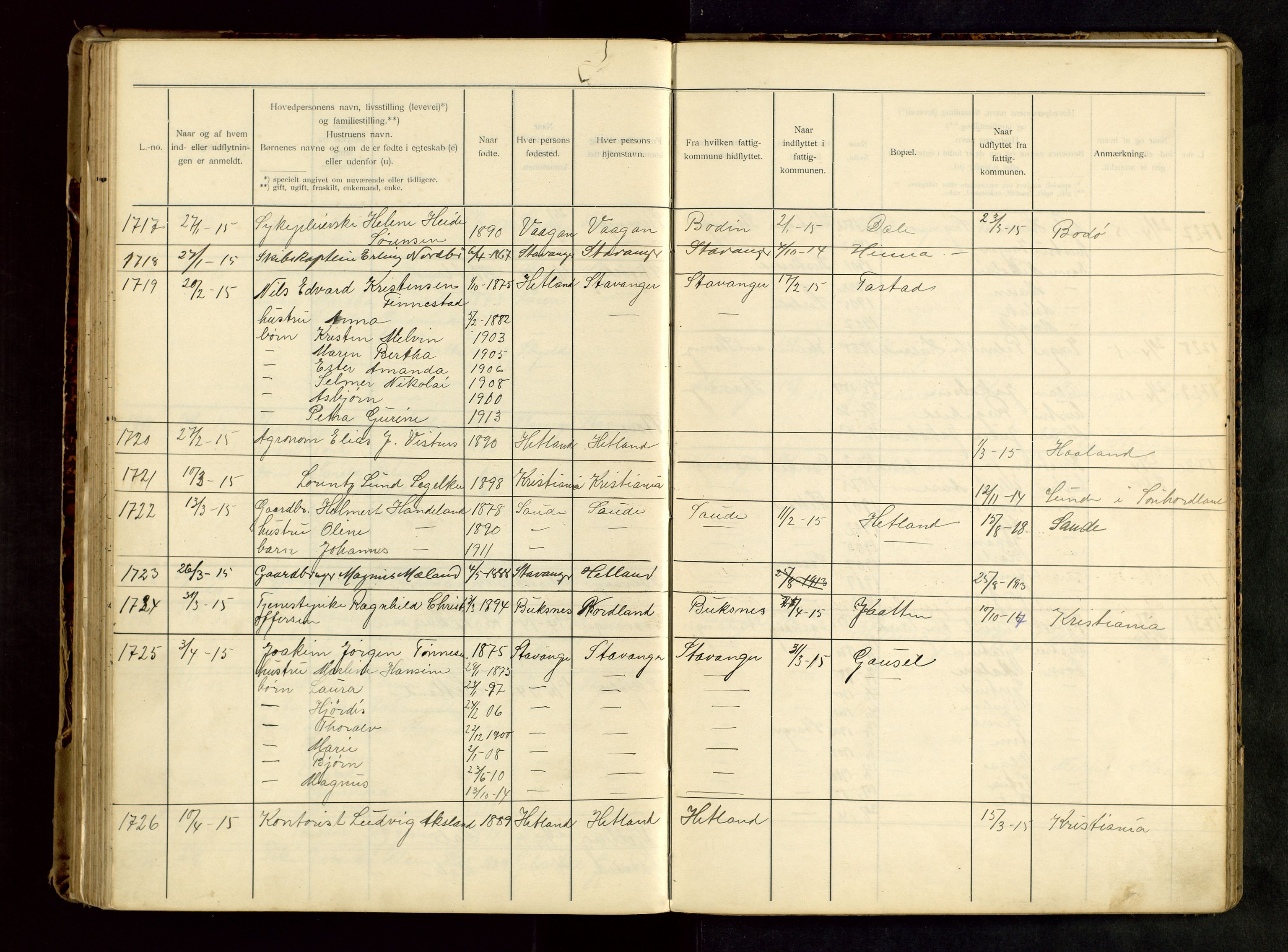 Hetland lensmannskontor, SAST/A-100101/Gwa/L0001: Flytteprotokoll (er delt i to: 1a og 1b), 1901-1918, p. 149