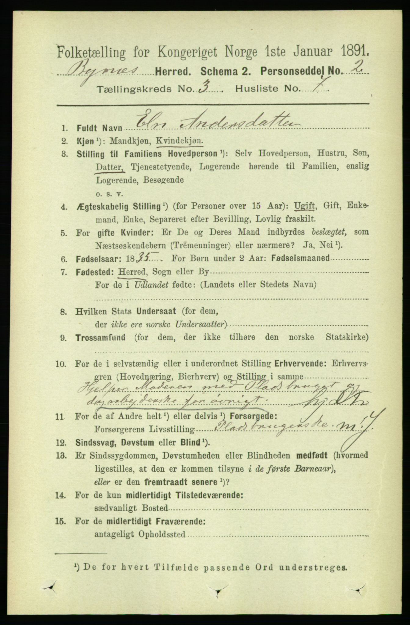 RA, 1891 census for 1655 Byneset, 1891, p. 1323