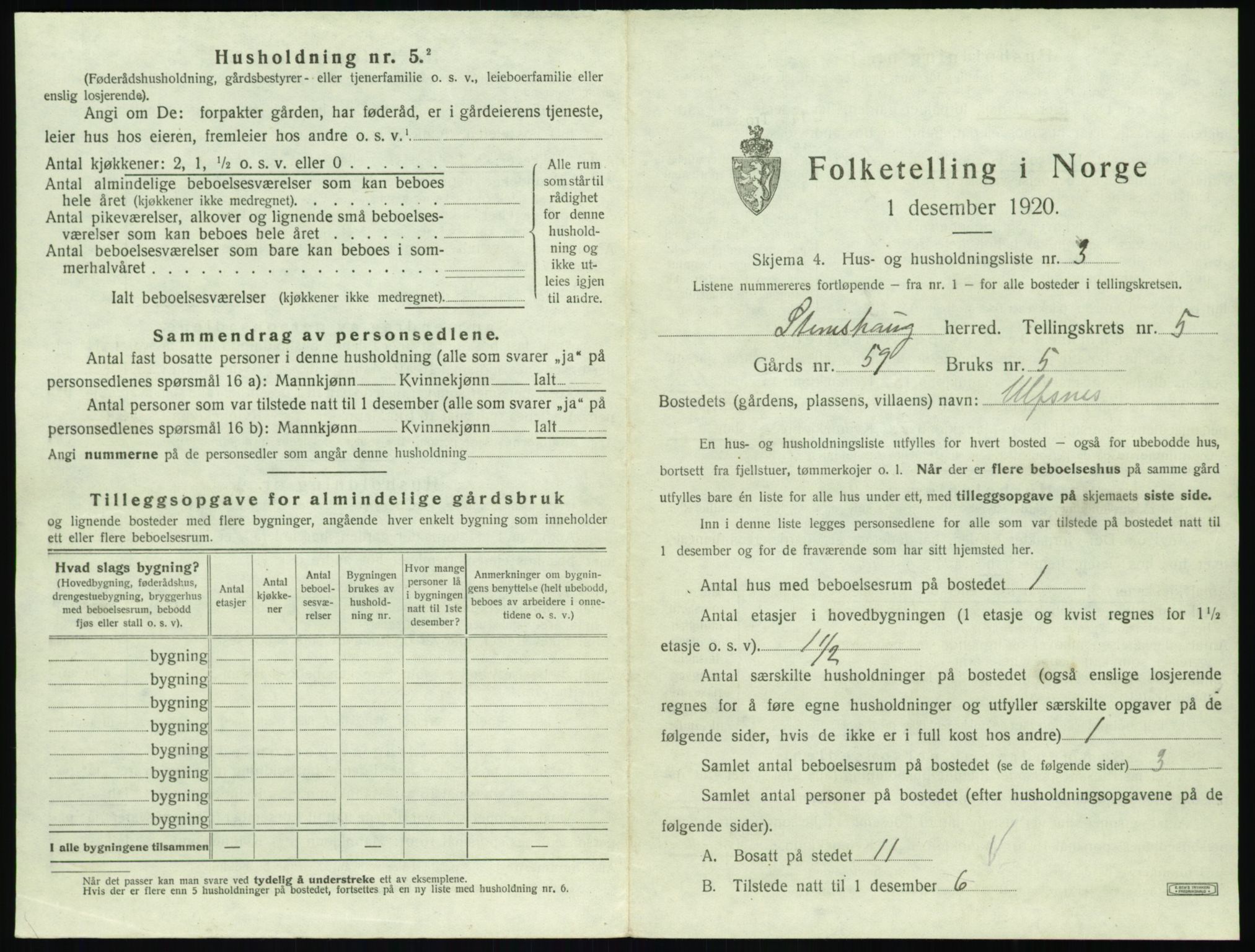 SAT, 1920 census for Stemshaug, 1920, p. 286