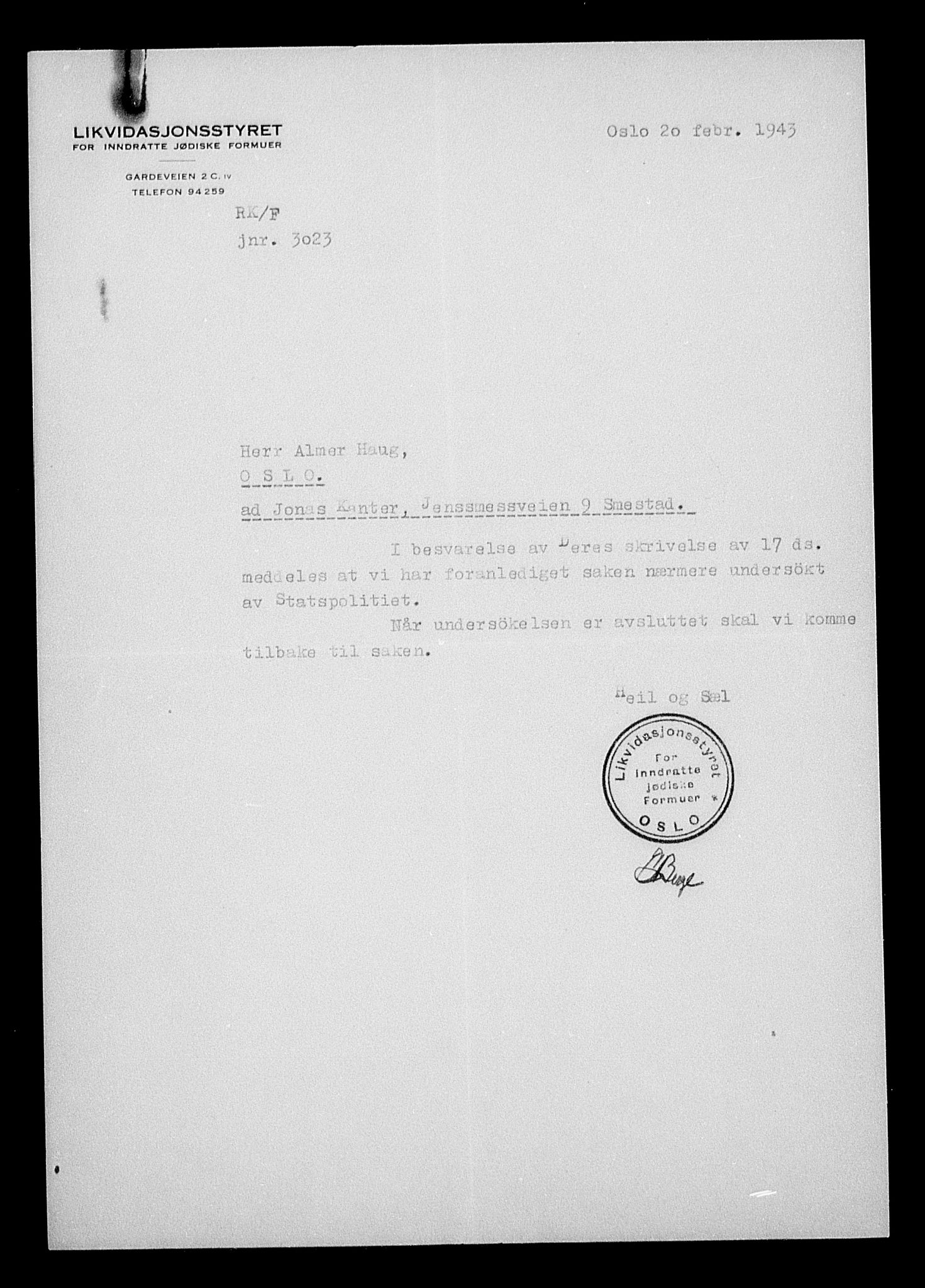 Justisdepartementet, Tilbakeføringskontoret for inndratte formuer, AV/RA-S-1564/H/Hc/Hcc/L0949: --, 1945-1947, p. 13