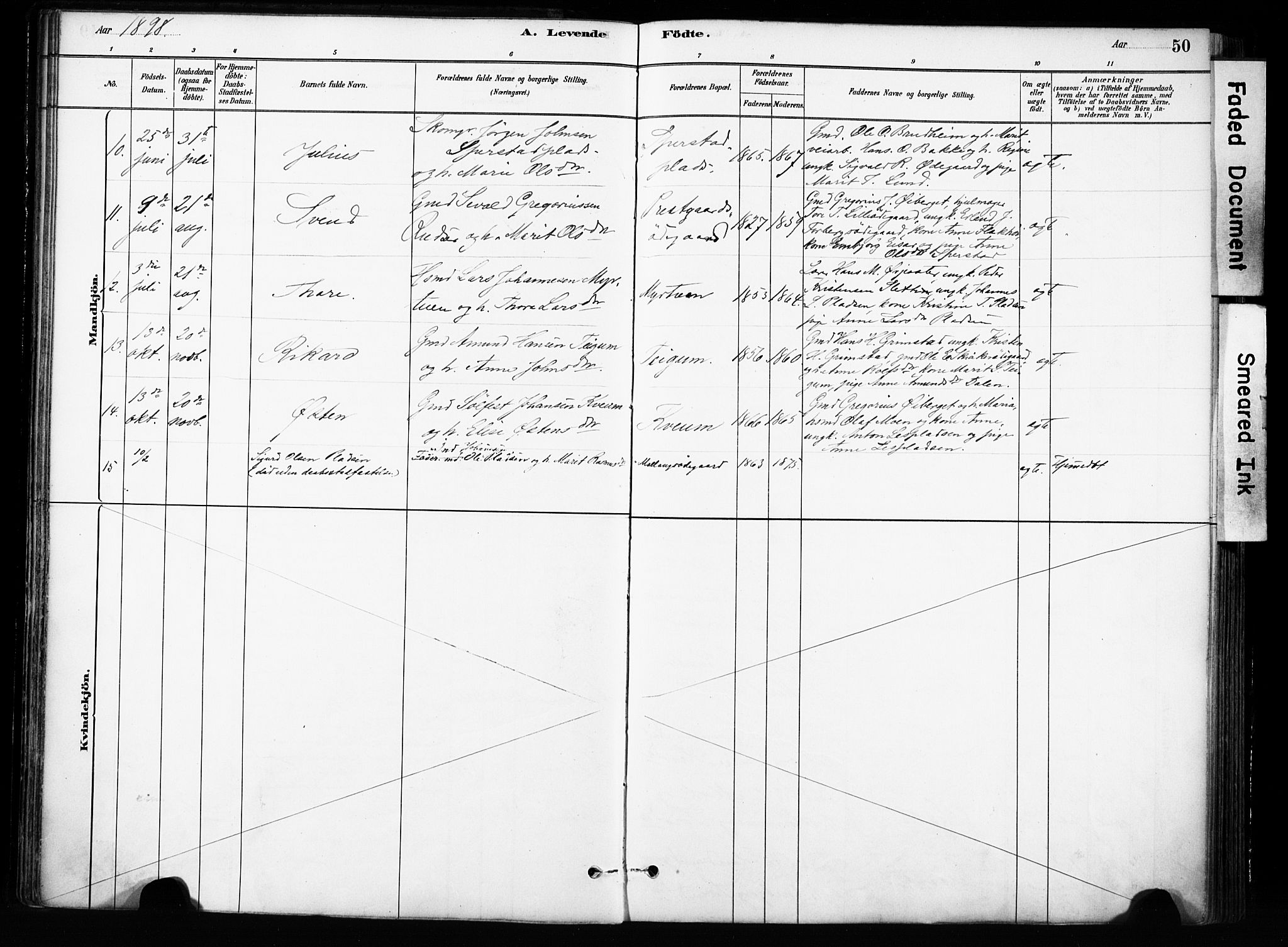 Skjåk prestekontor, SAH/PREST-072/H/Ha/Haa/L0004: Parish register (official) no. 4, 1880-1904, p. 50