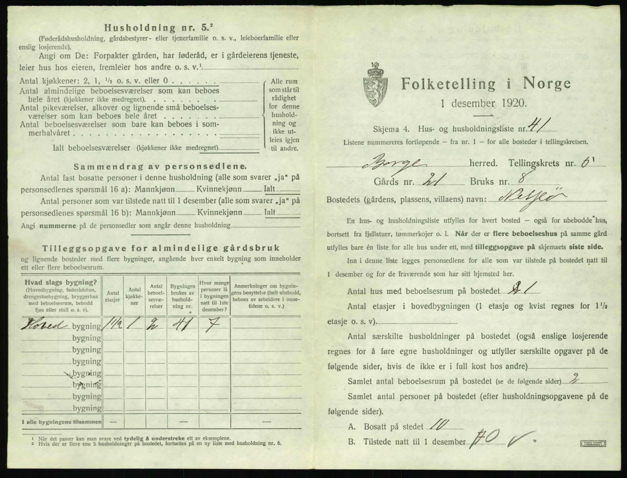 SAT, 1920 census for Borge, 1920, p. 657