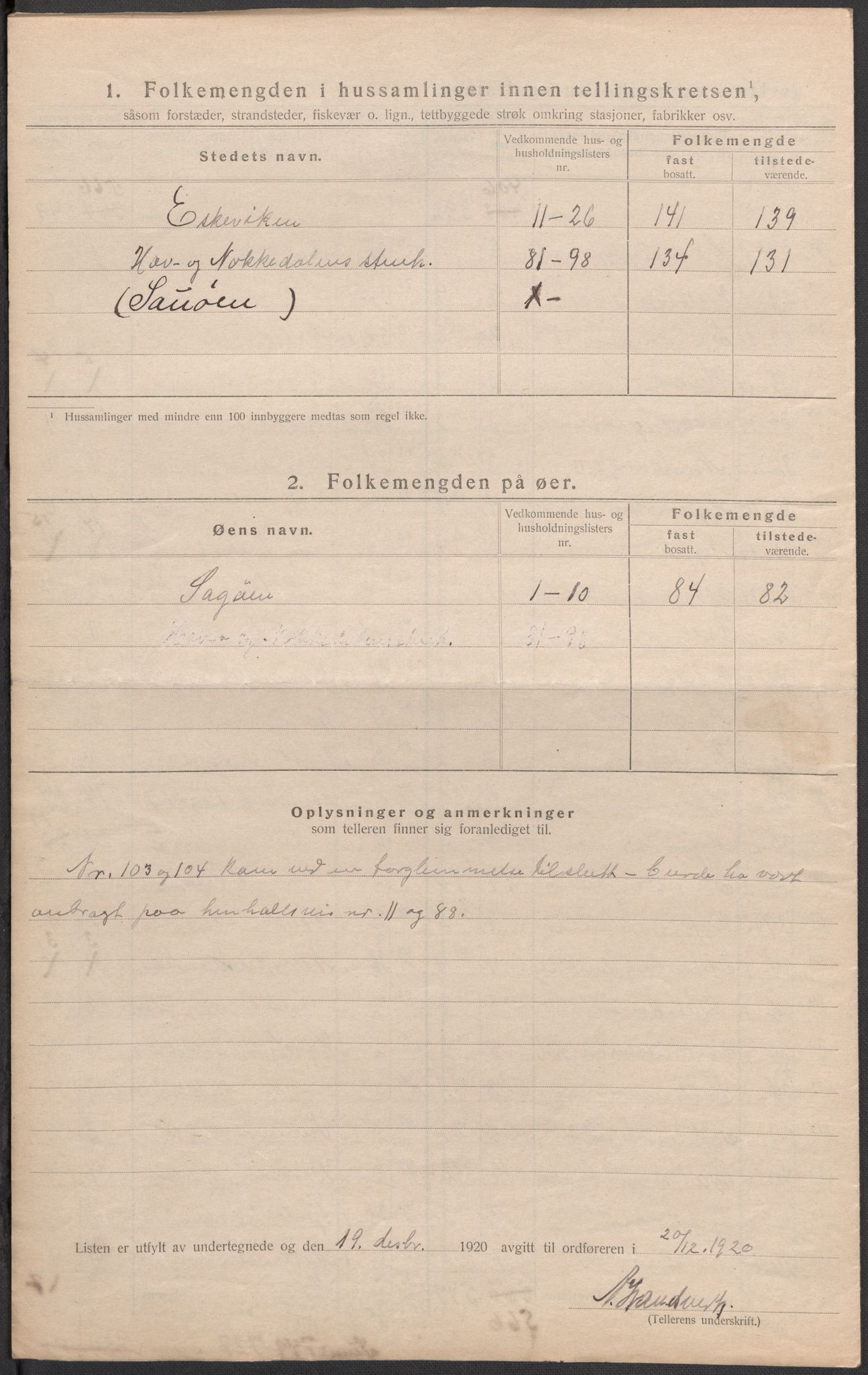 SAO, 1920 census for Idd, 1920, p. 13