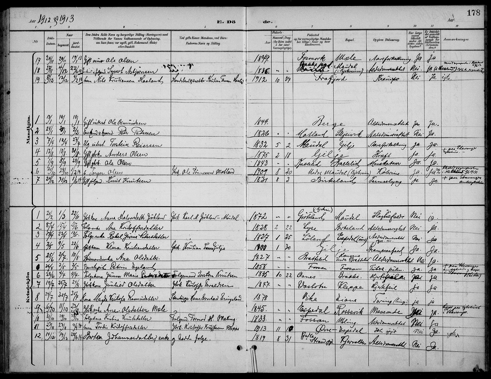 Høgsfjord sokneprestkontor, SAST/A-101624/H/Ha/Haa/L0007: Parish register (official) no. A 7, 1898-1917, p. 178