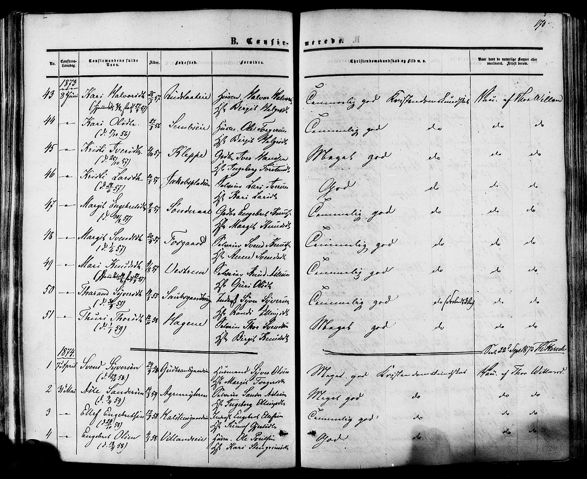 Hol kirkebøker, AV/SAKO-A-227/F/Fa/L0002: Parish register (official) no. I 2, 1870-1886, p. 170