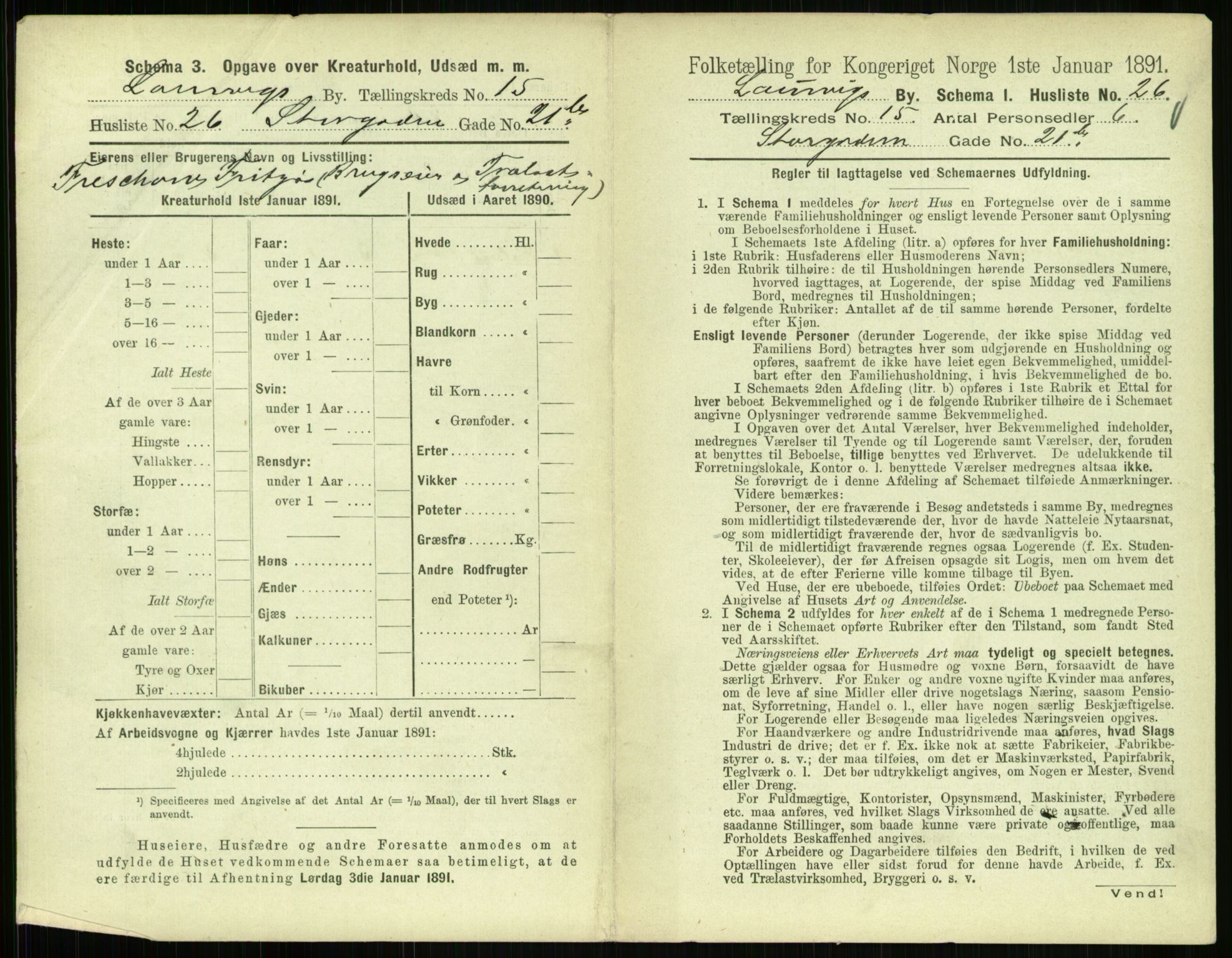 RA, 1891 census for 0707 Larvik, 1891, p. 1747