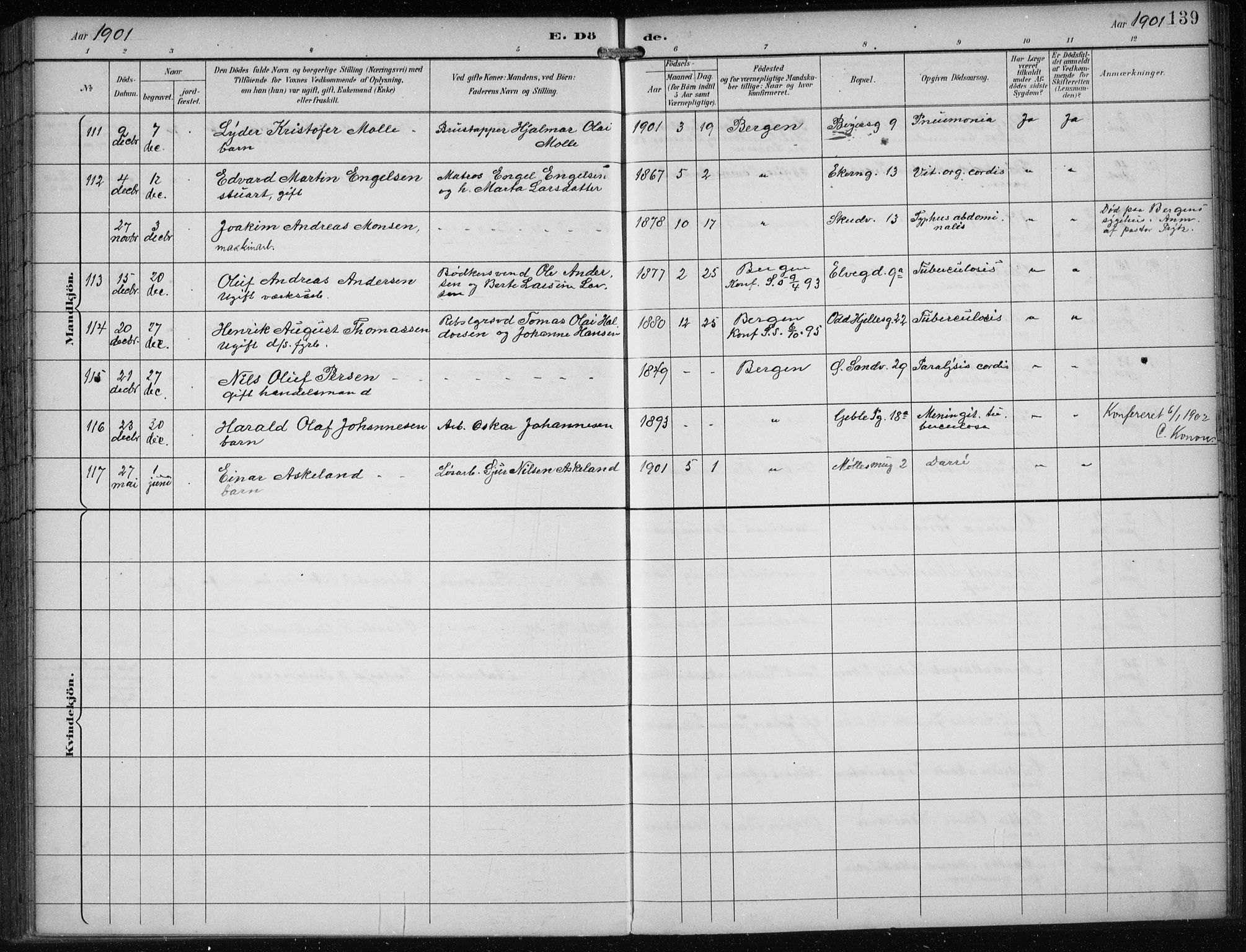 Sandviken Sokneprestembete, SAB/A-77601/H/Ha/L0018: Parish register (official) no. E 1, 1893-1905, p. 139