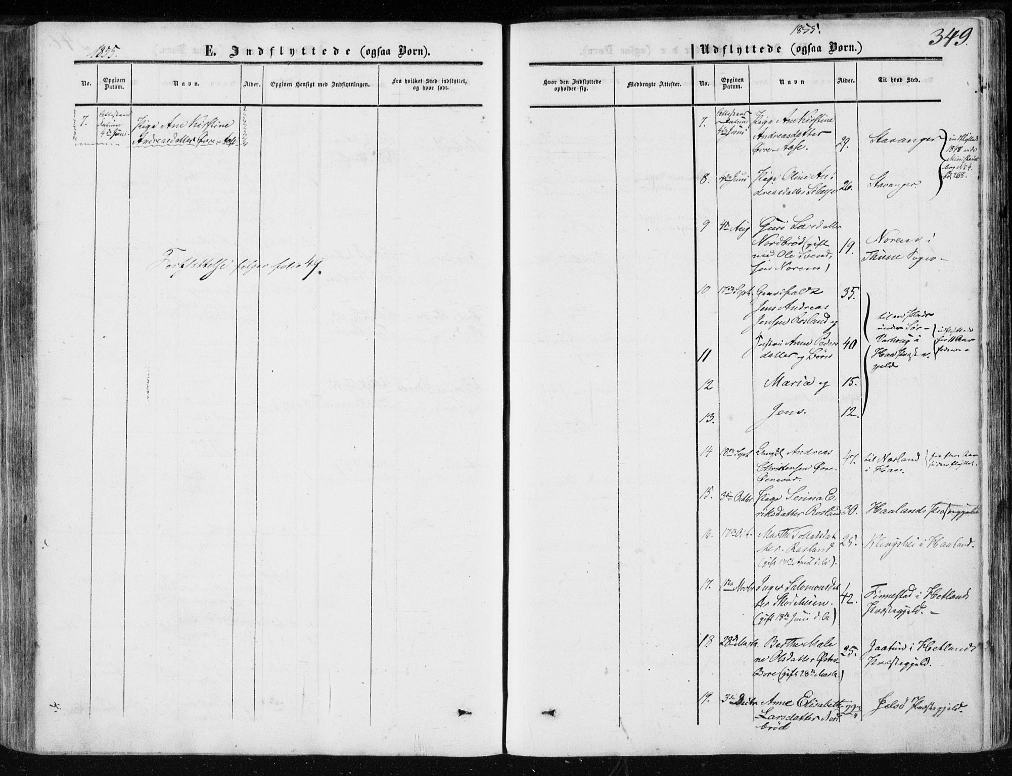 Klepp sokneprestkontor, SAST/A-101803/001/3/30BA/L0005: Parish register (official) no. A 5, 1853-1870, p. 349