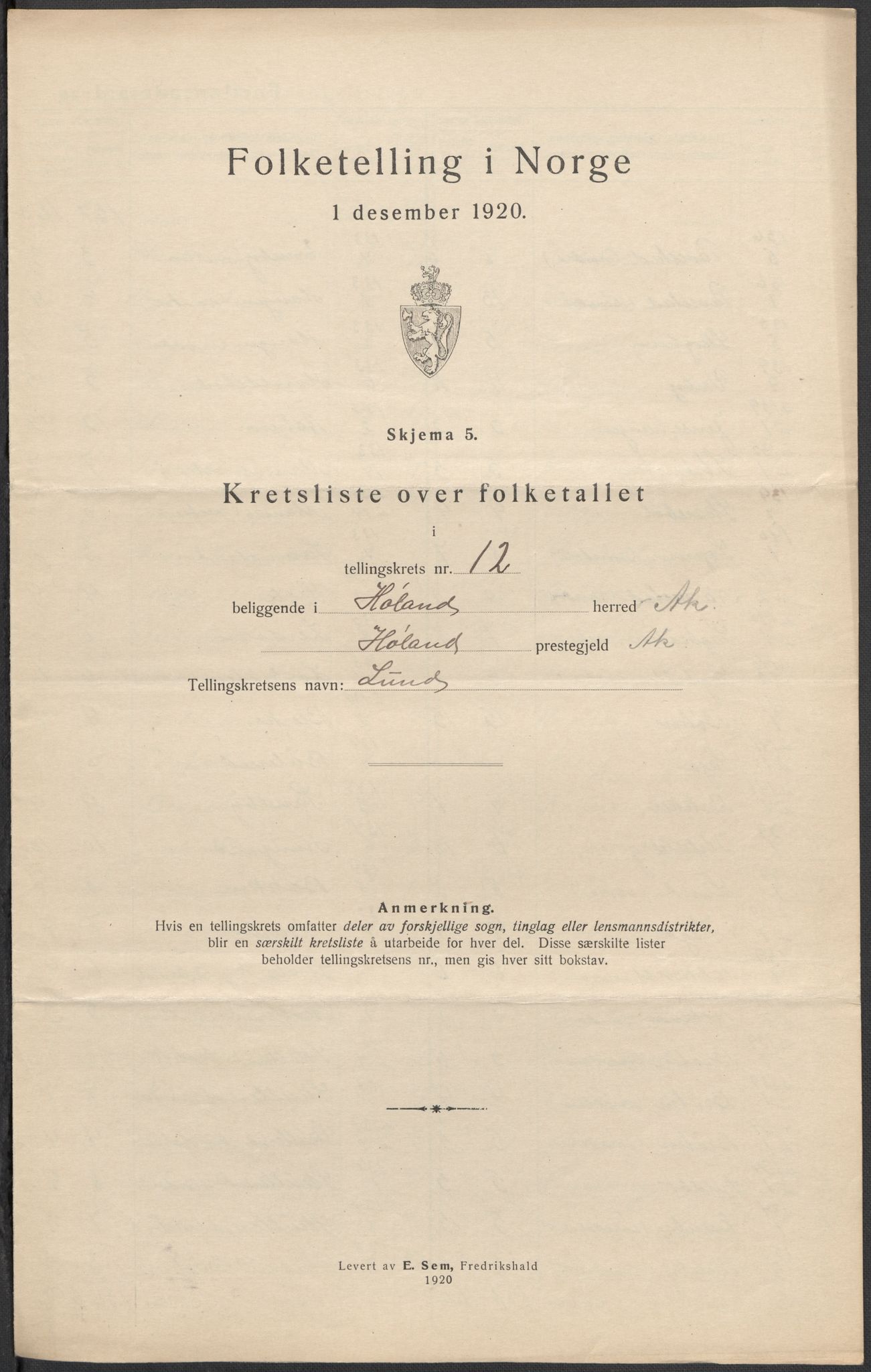 SAO, 1920 census for Høland, 1920, p. 55